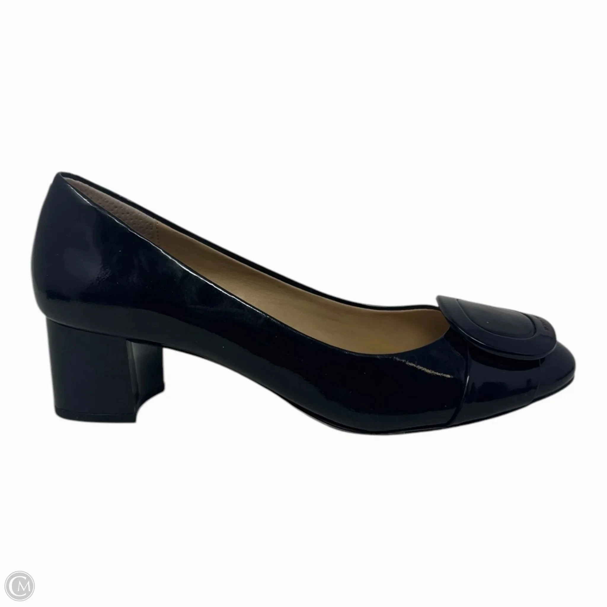 Pauline Patent Shoes Heels Block By Michael By Michael Kors In Navy, Size: 7.5