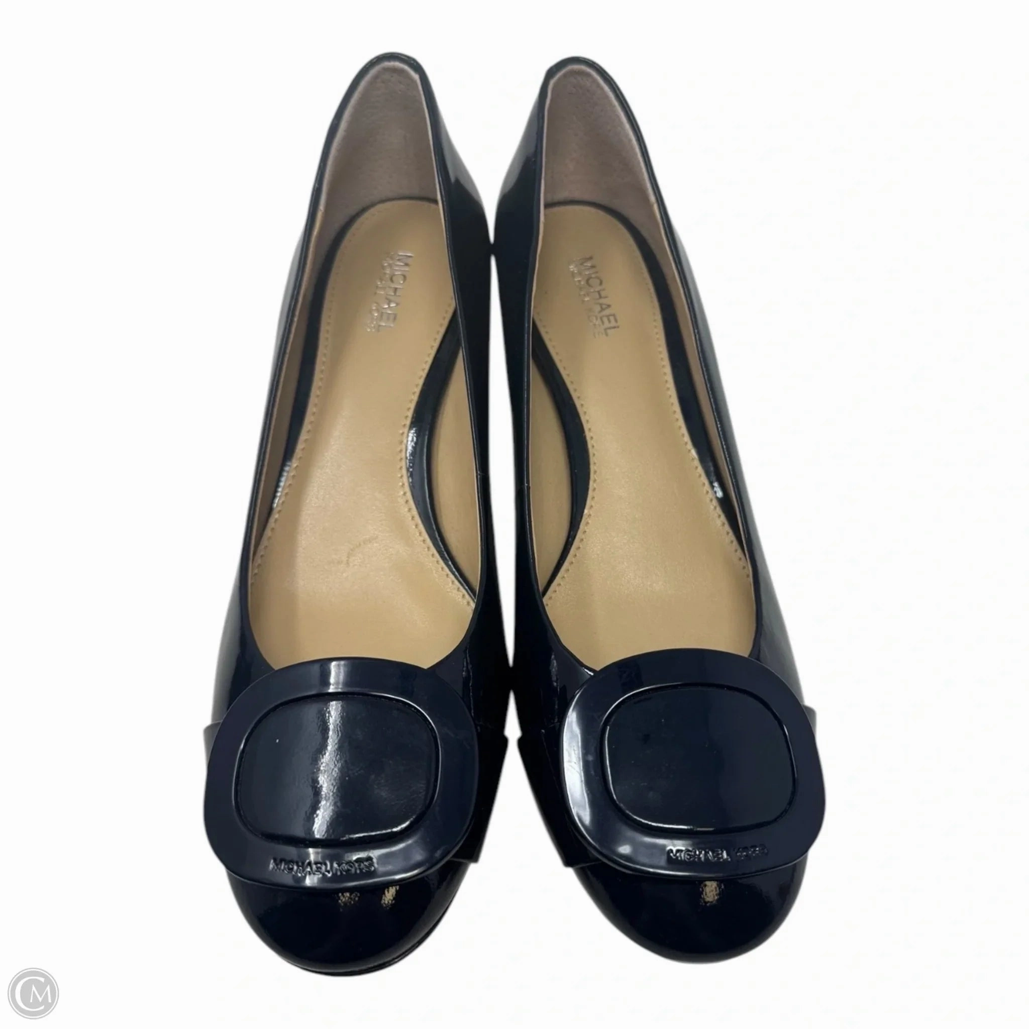 Pauline Patent Shoes Heels Block By Michael By Michael Kors In Navy, Size: 7.5