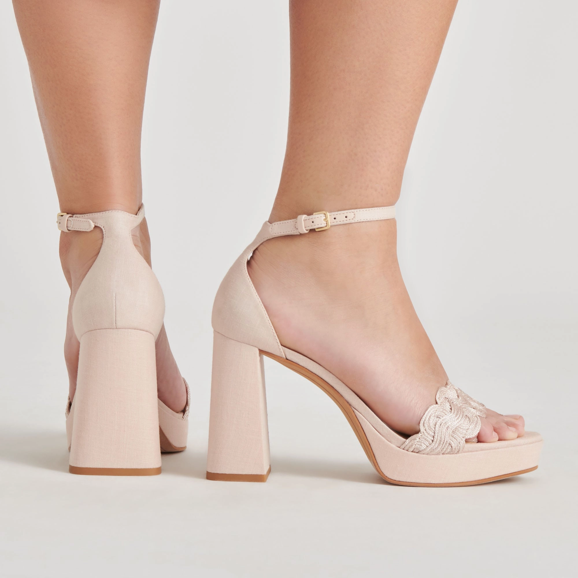 PELTIN HEELS LIGHT PINK WOVEN RAFFIA