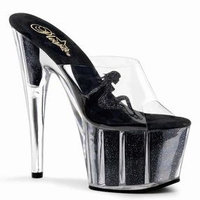 Pleaser Adore-701-4-Clear/Black-Size 8-Clearance