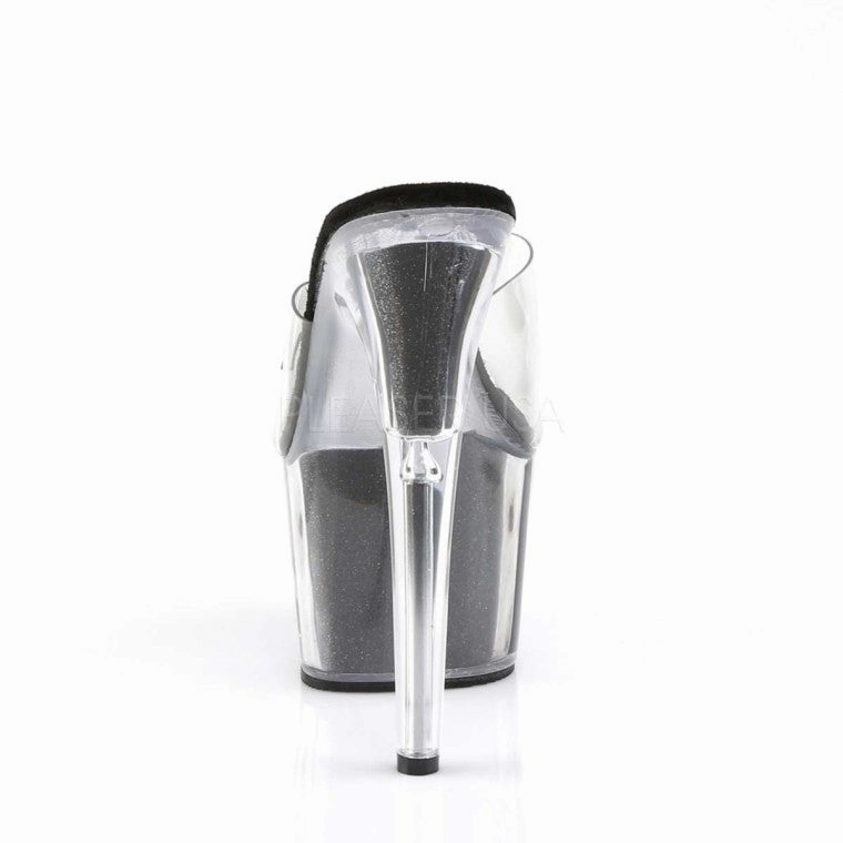 Pleaser Adore-701-4-Clear/Black-Size 8-Clearance