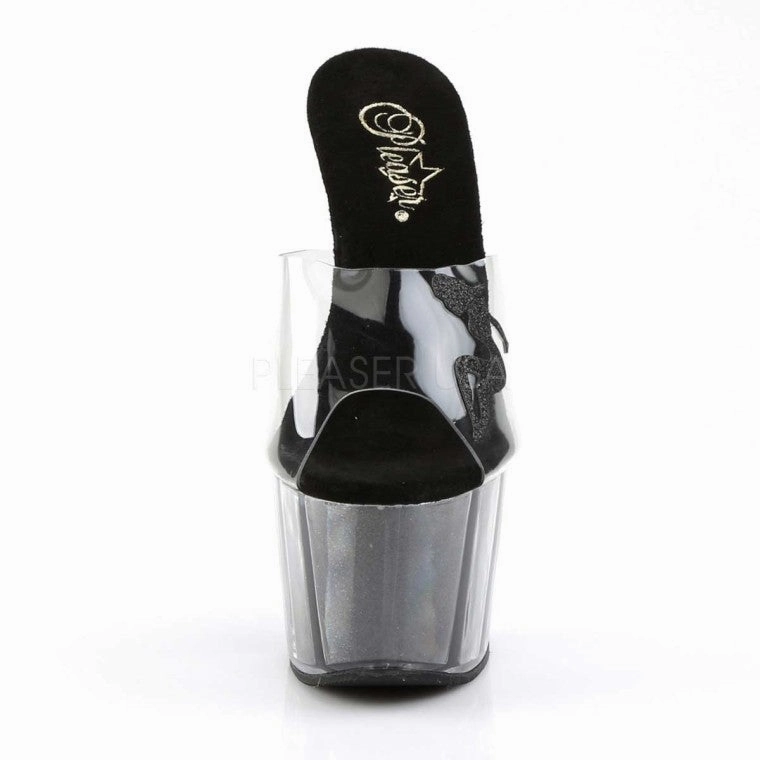 Pleaser Adore-701-4-Clear/Black-Size 8-Clearance