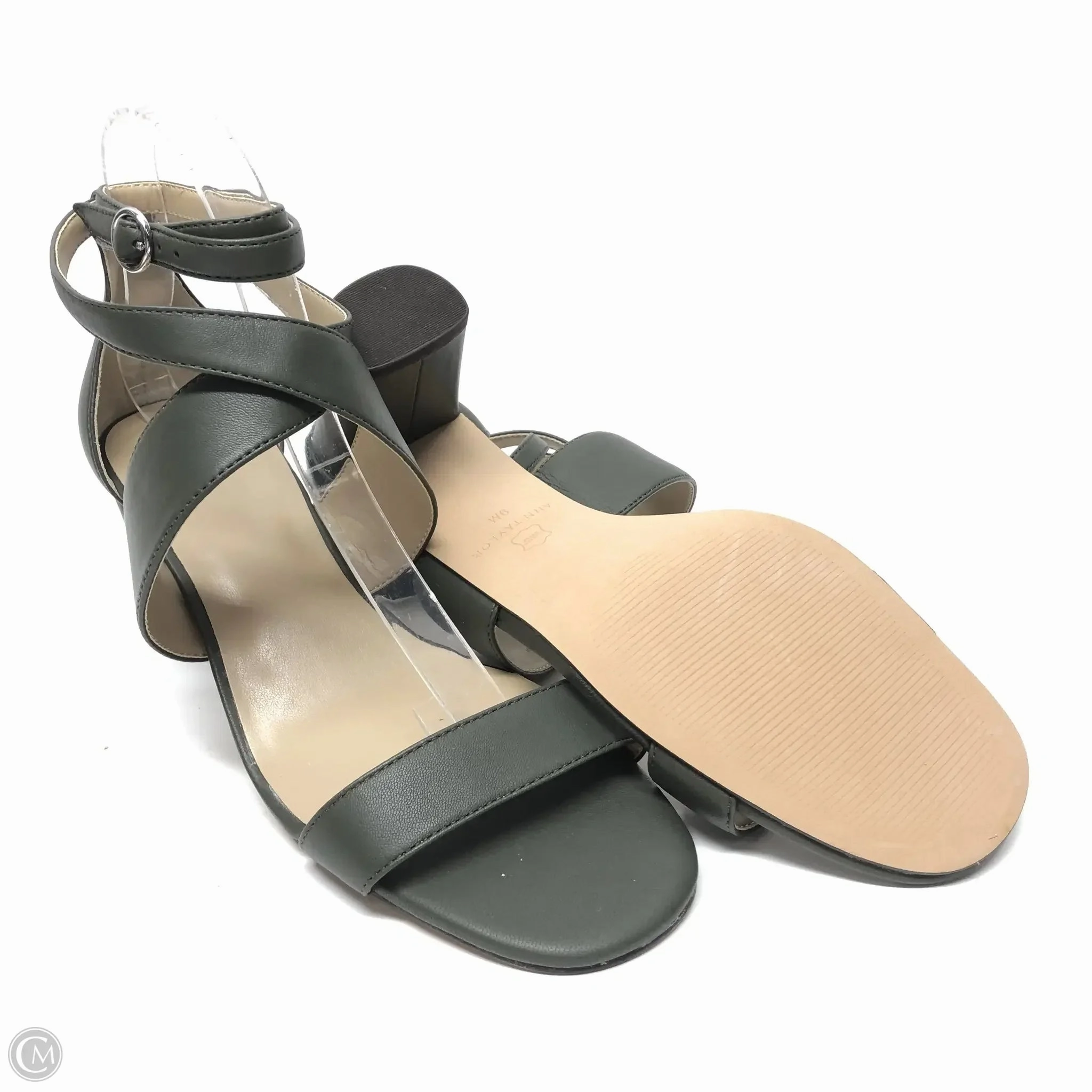 Sandals Heels Block By Ann Taylor In Green, Size: 9