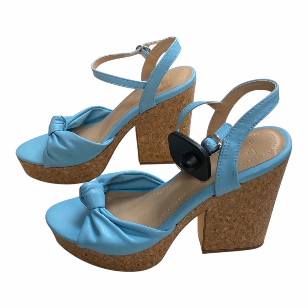 Sandals Heels Block By Cmc In Blue, Size:9