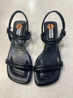 Sandals Heels Block By Steve Madden In Black & Brown, Size: 7