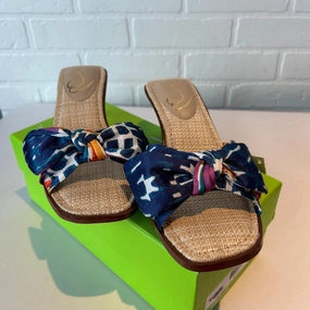 Sandals Heels Kitten By Sam Edelman In Blue & Tan, Size: 6.5