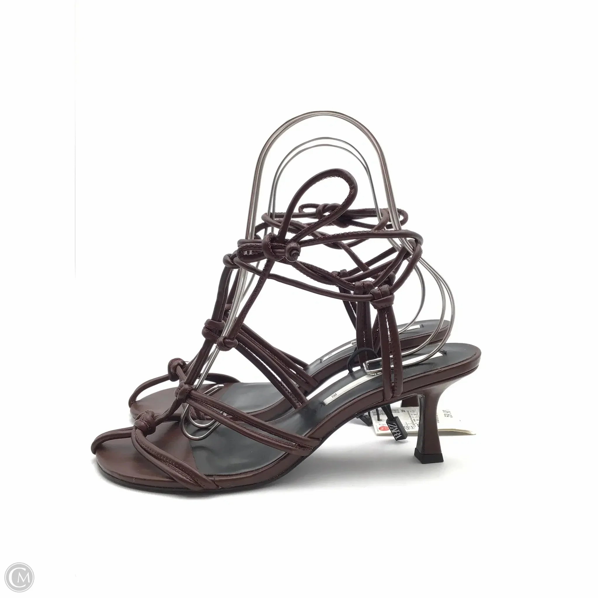 Sandals Heels Kitten By Zara In Brown, Size: 7.5