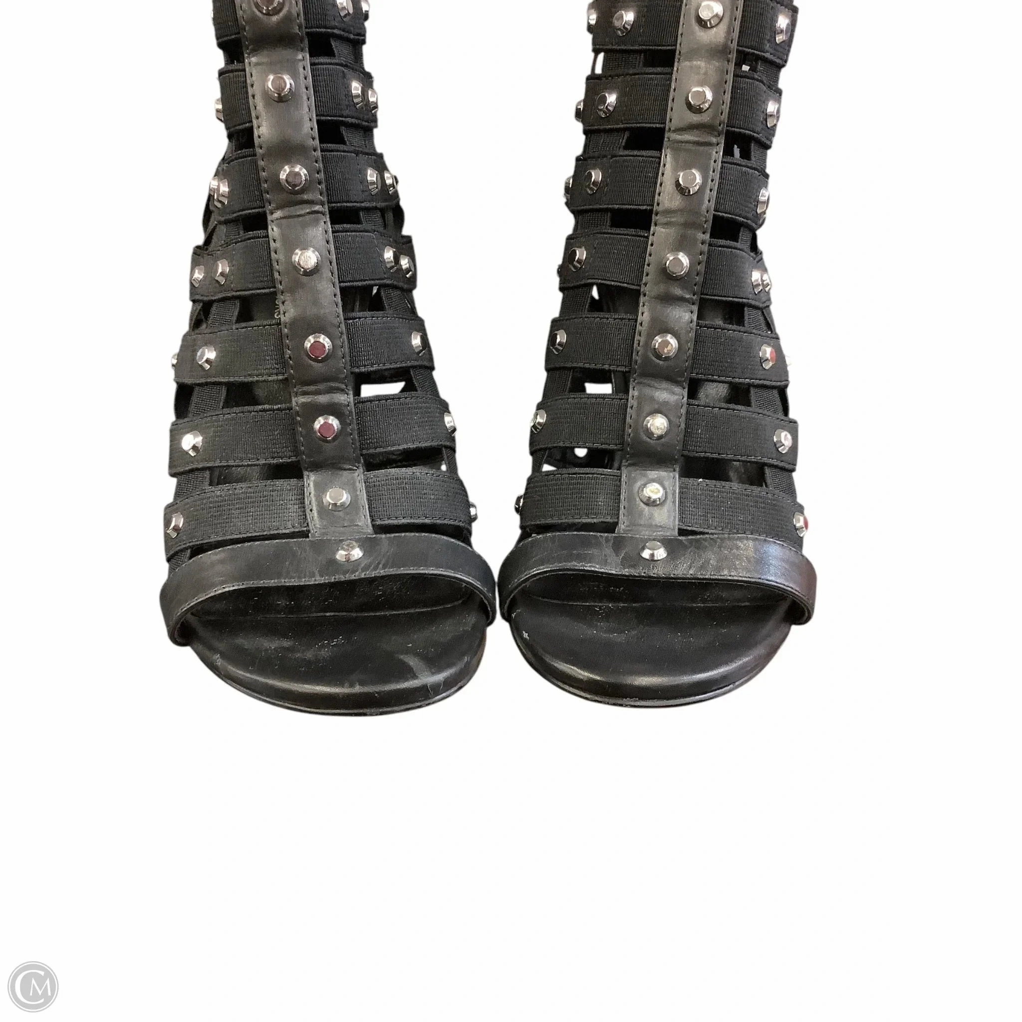 Sandals Heels Stiletto By Michael By Michael Kors In Black & Silver, Size: 5