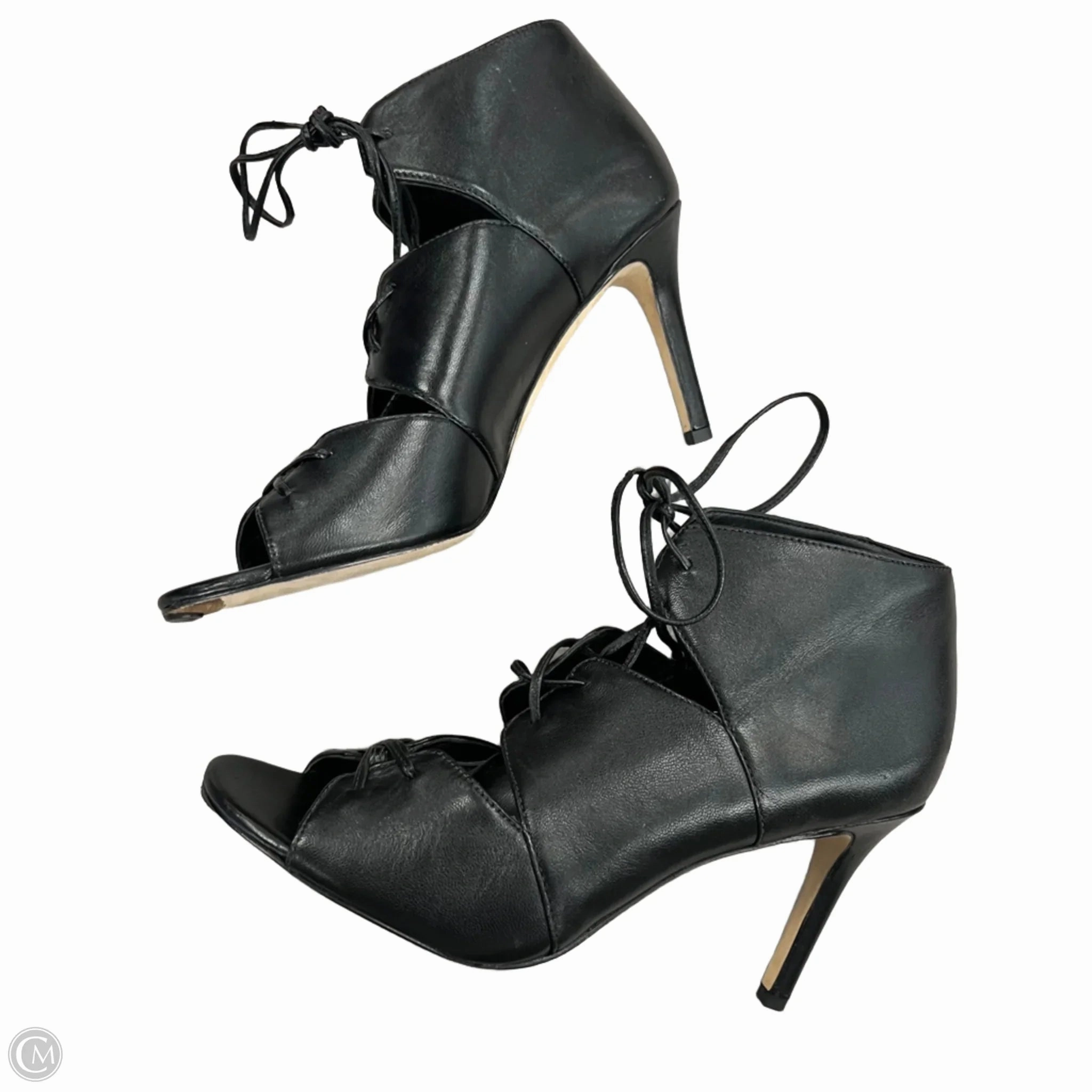 Sandals Heels Stiletto By Via Spiga In Black, Size: 8