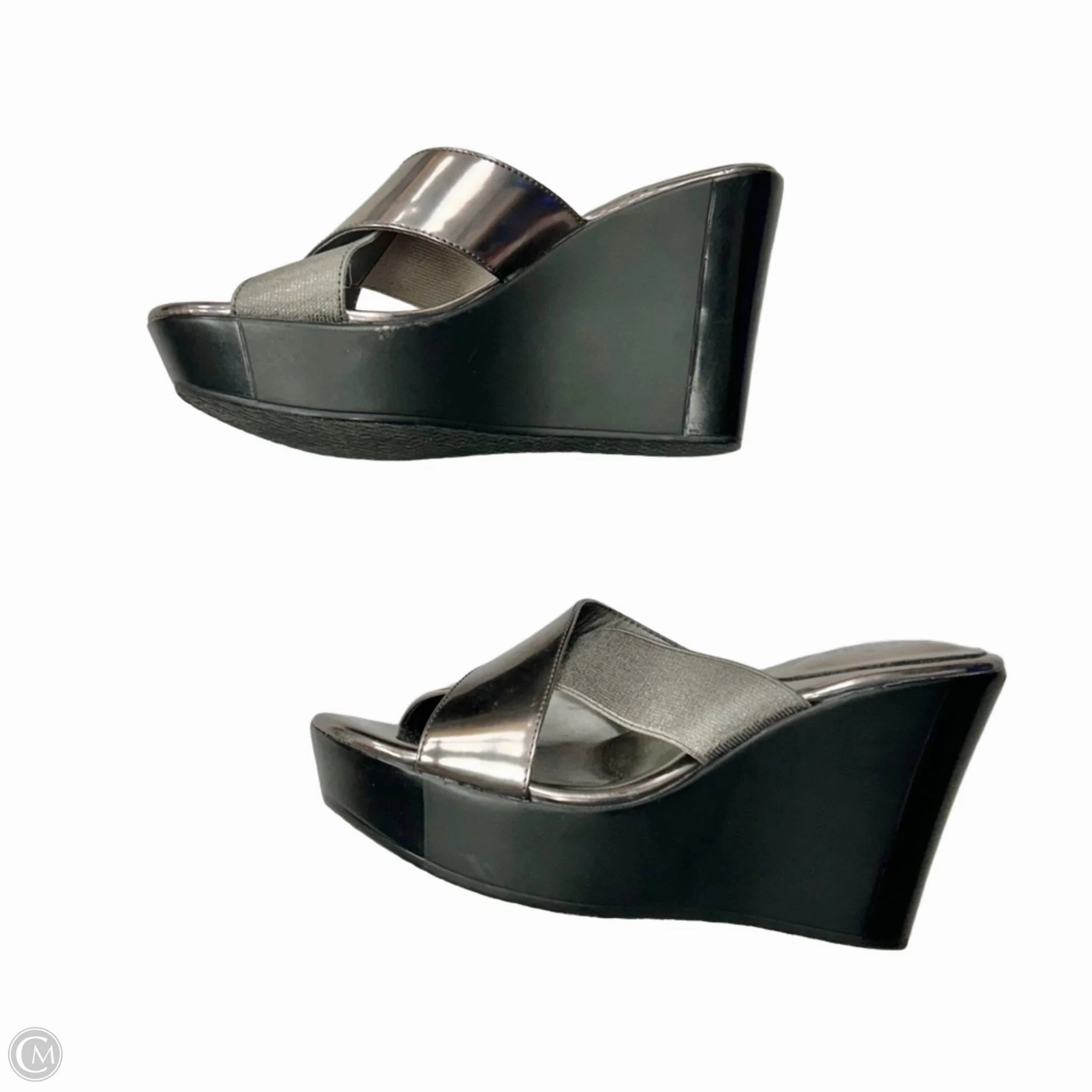 Sandals Heels Wedge By Charles By Charles David In Silver, Size: 6