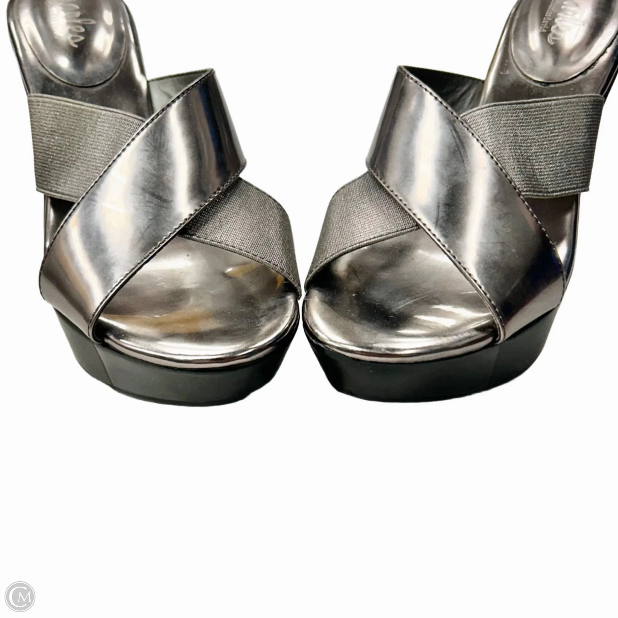 Sandals Heels Wedge By Charles By Charles David In Silver, Size: 6