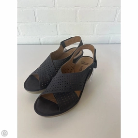 Sandals Heels Wedge By Clarks In Blue, Size: 8.5