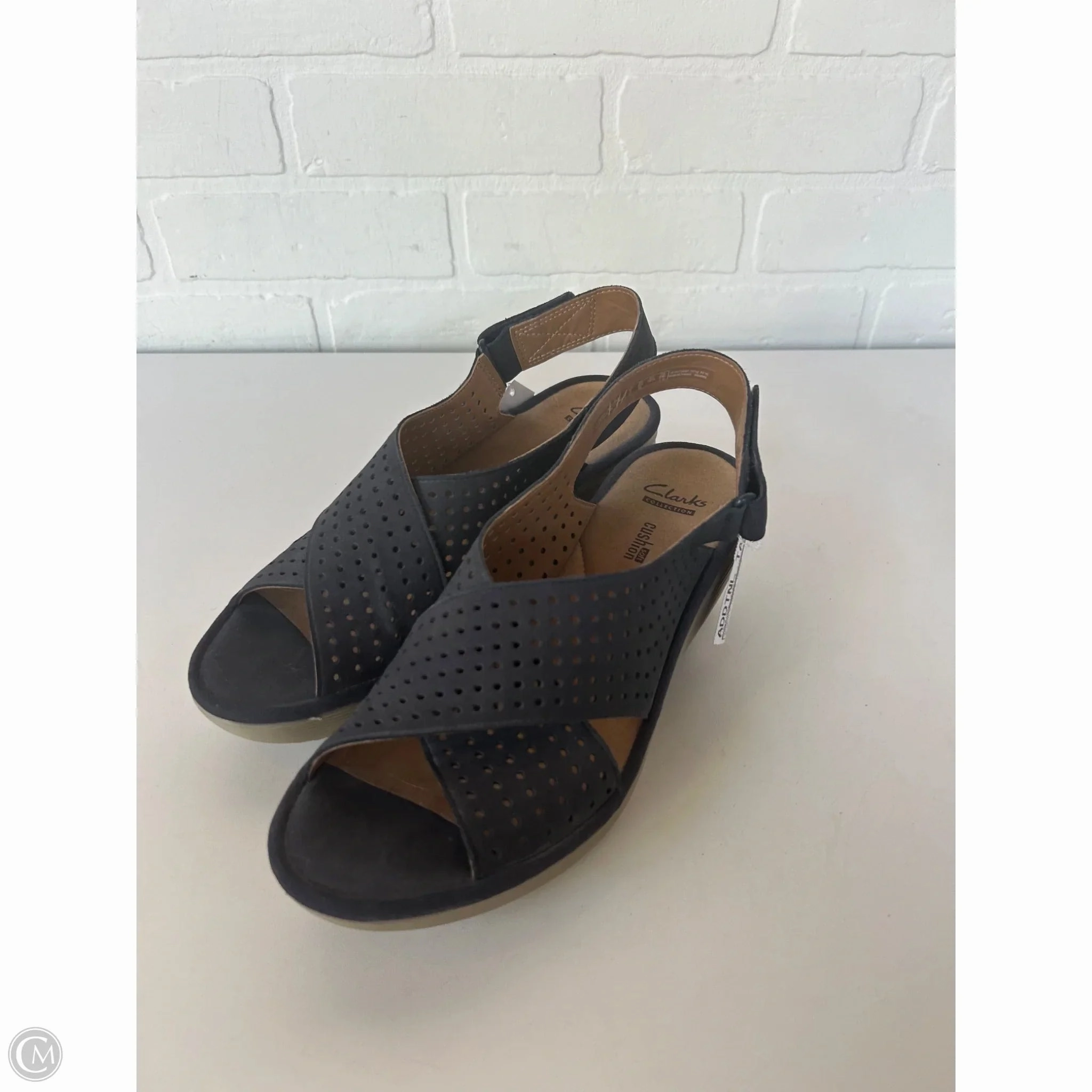 Sandals Heels Wedge By Clarks In Blue, Size: 8.5