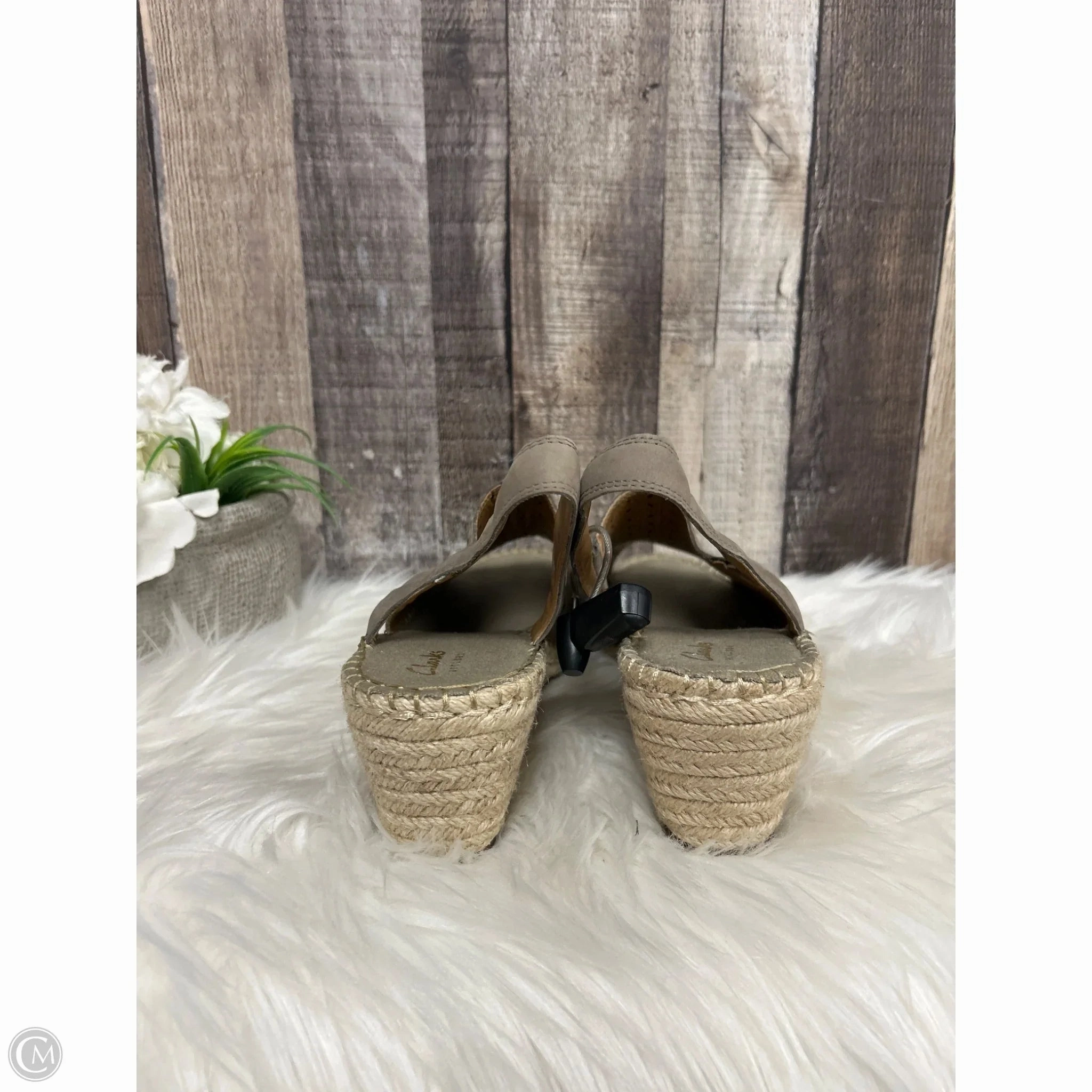 Sandals Heels Wedge By Clarks In Taupe, Size: 10