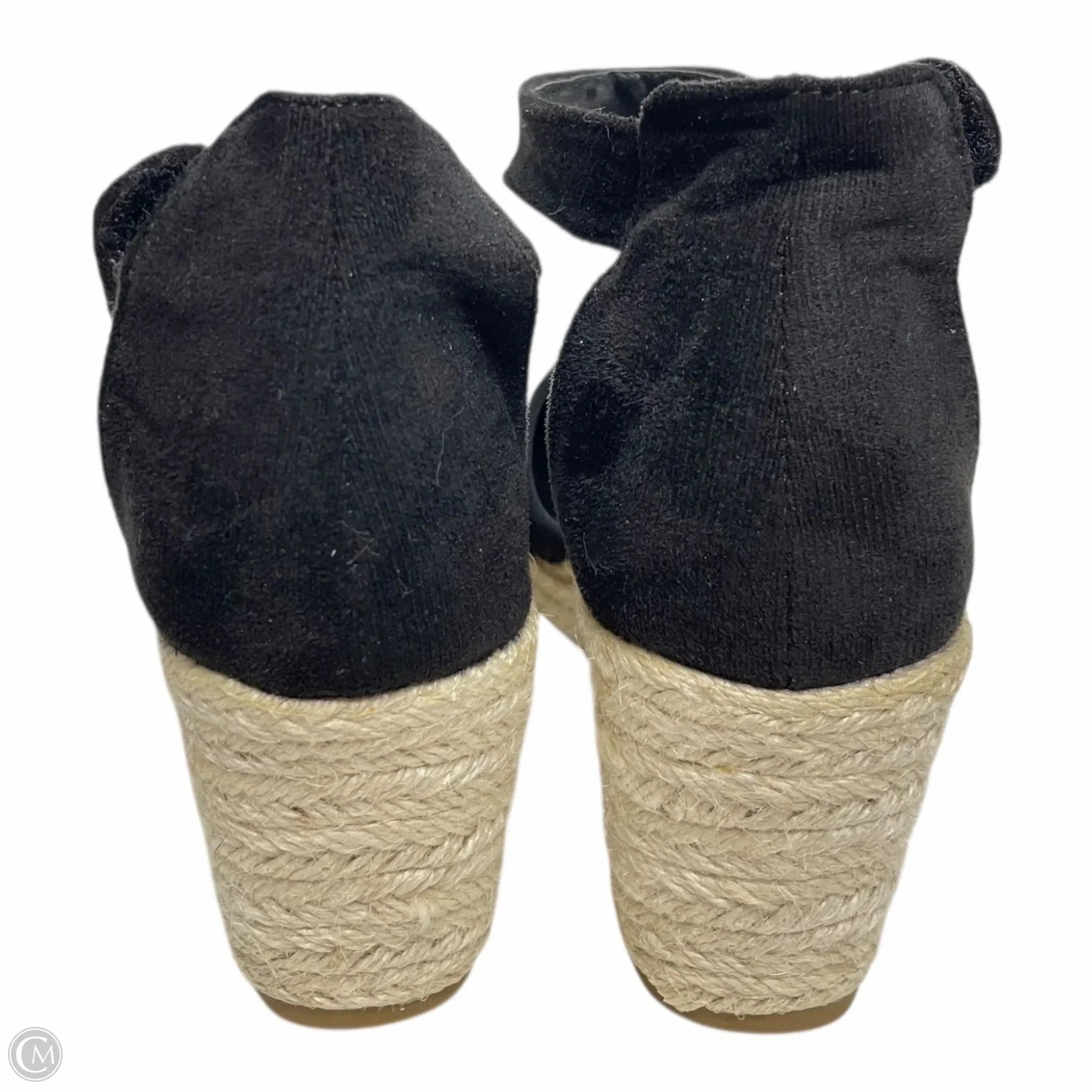 Sandals Heels Wedge By Clothes Mentor In Black & Cream, Size: 6.5