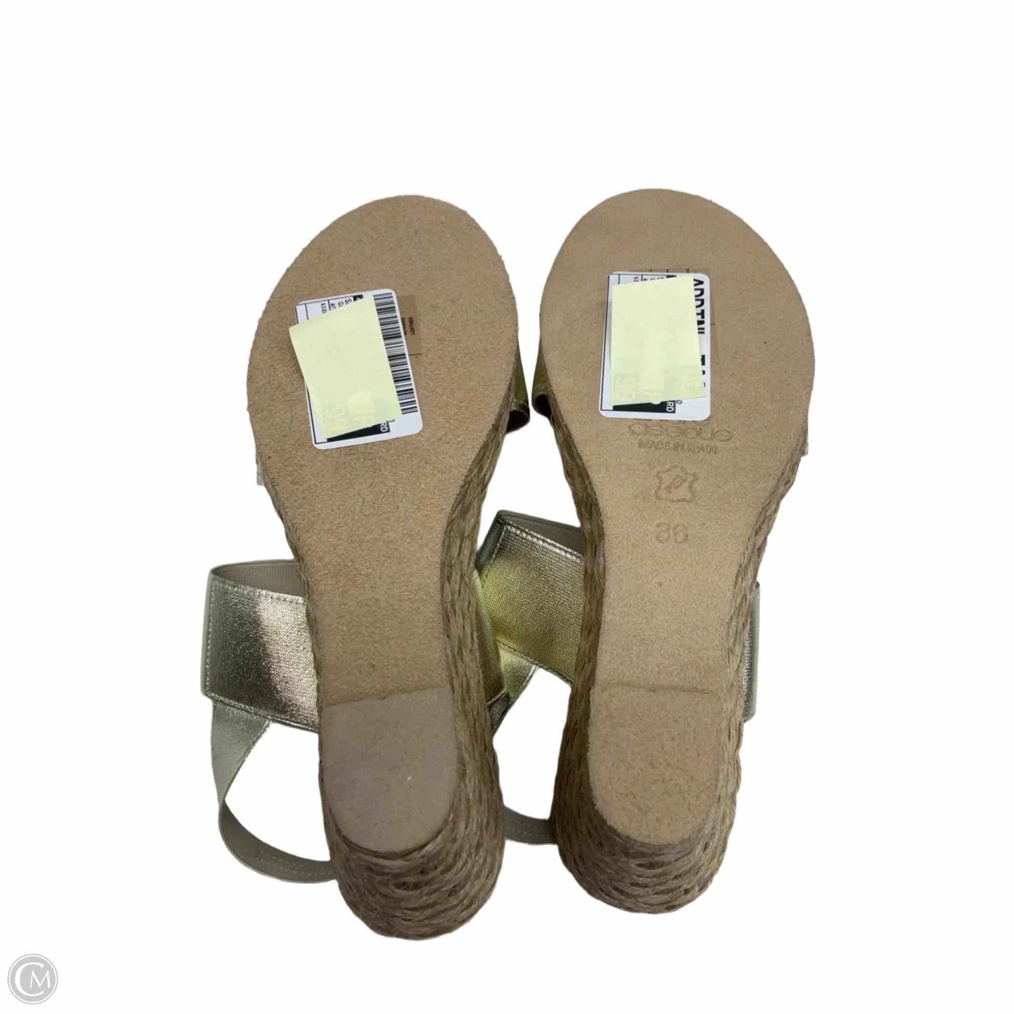 Sandals Heels Wedge By Cmb In Gold, Size: 6.5
