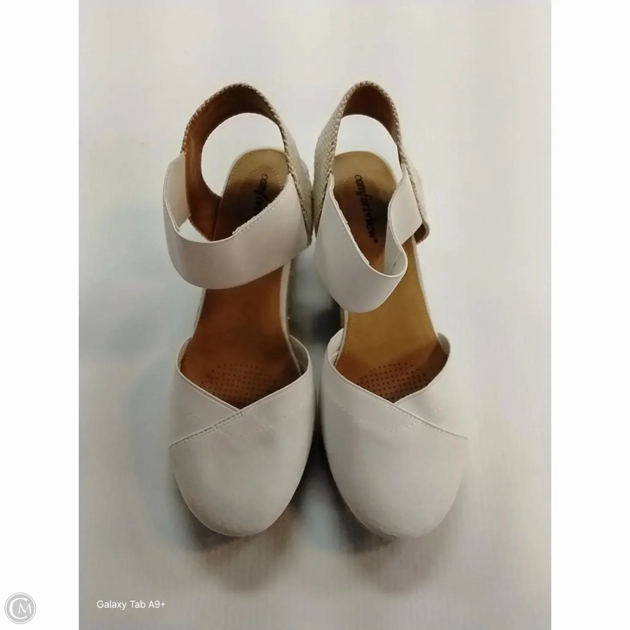 Sandals Heels Wedge By Comfortview In White, Size: 8.5