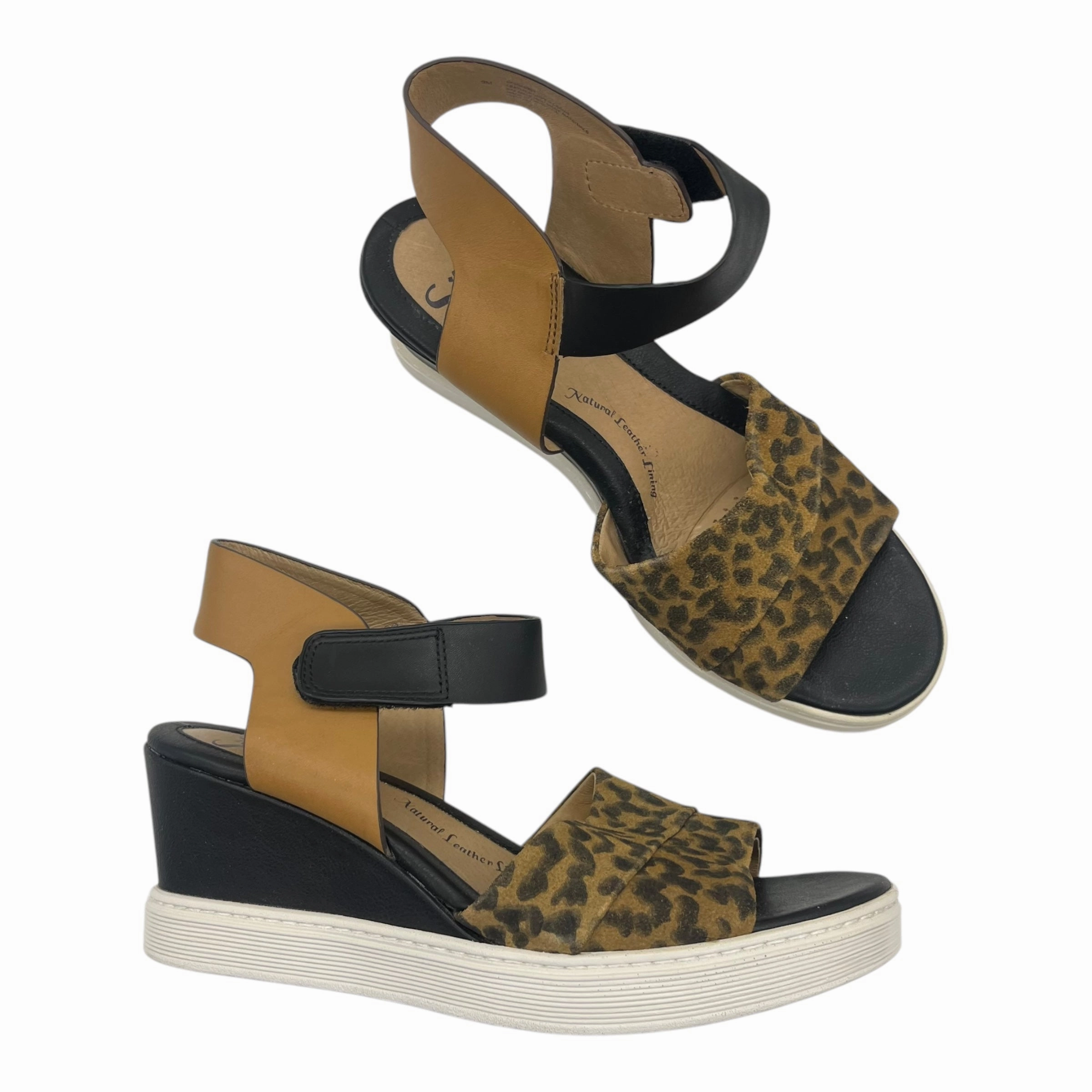 Sandals Heels Wedge By Sofft In Animal Print, Size:9