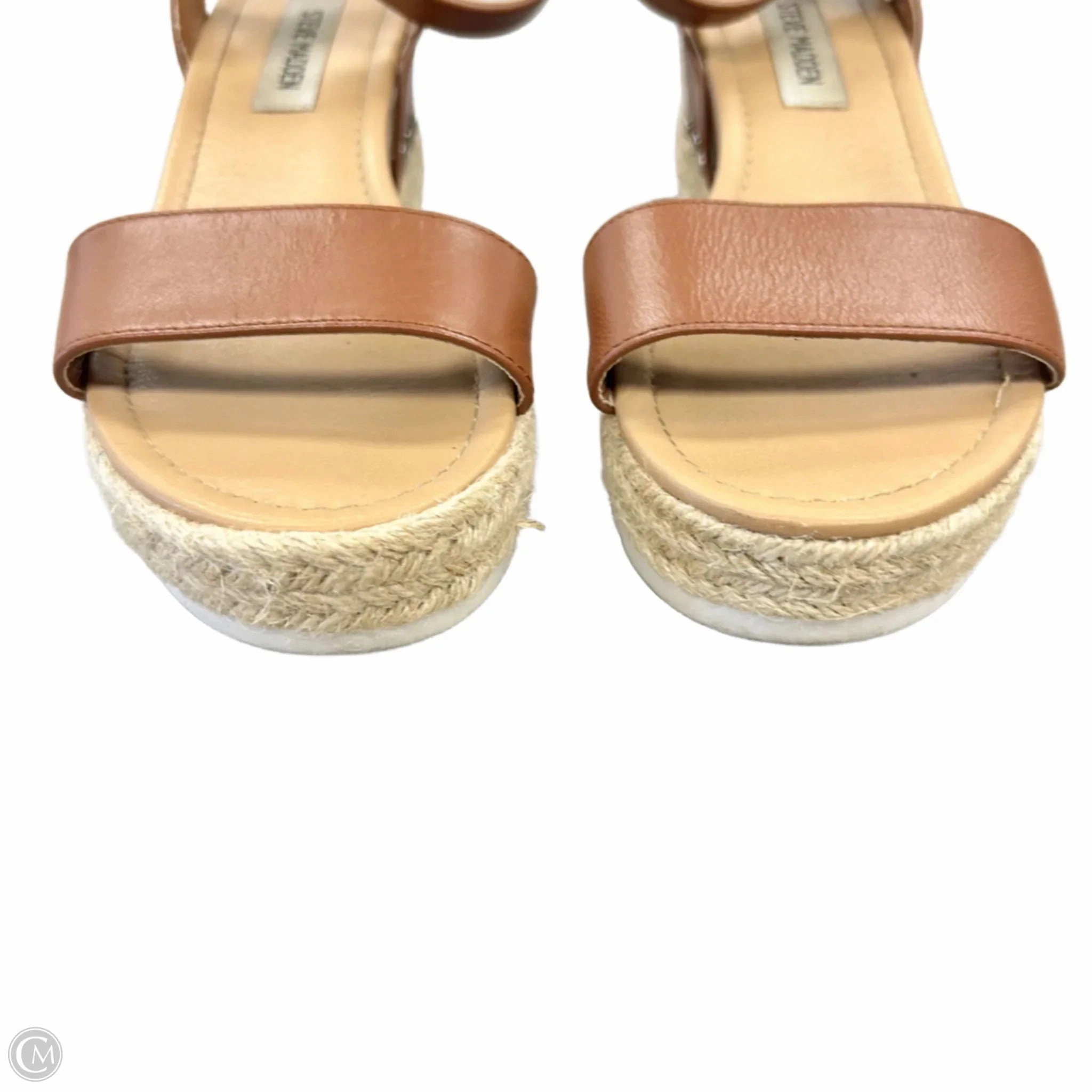 Sandals Heels Wedge By Steve Madden In Brown & Cream, Size: 8.5
