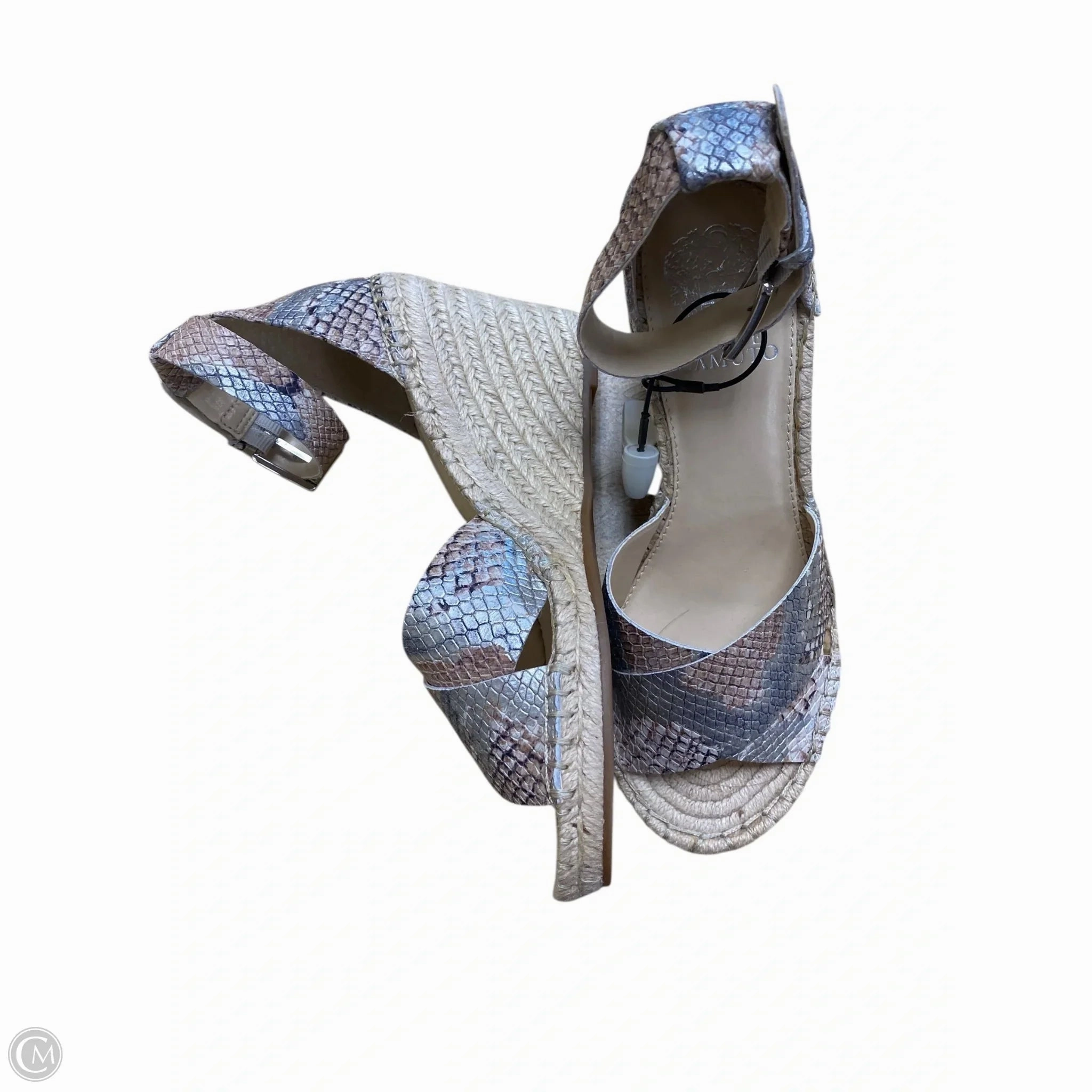 Sandals Heels Wedge By Vince Camuto In Snakeskin Print, Size: 7.5