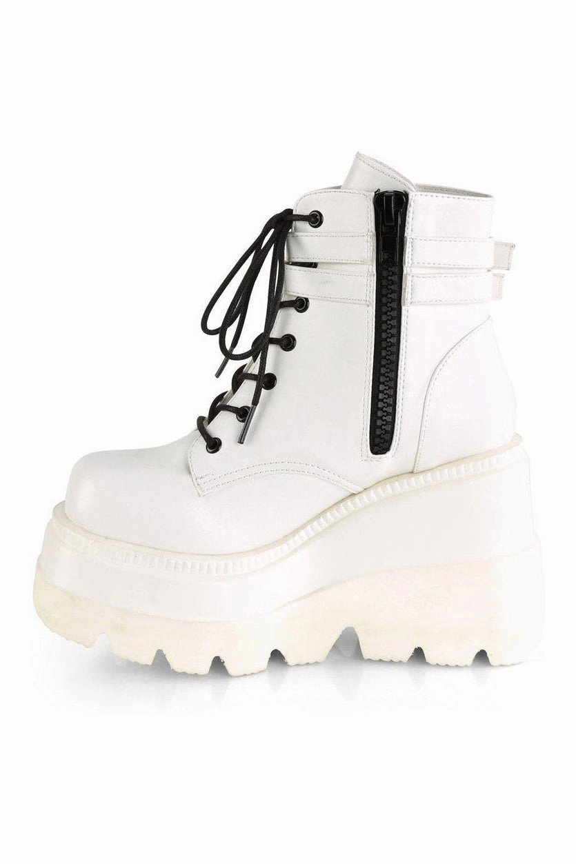 SHAKER-52 Ankle Boot | White Faux Leather