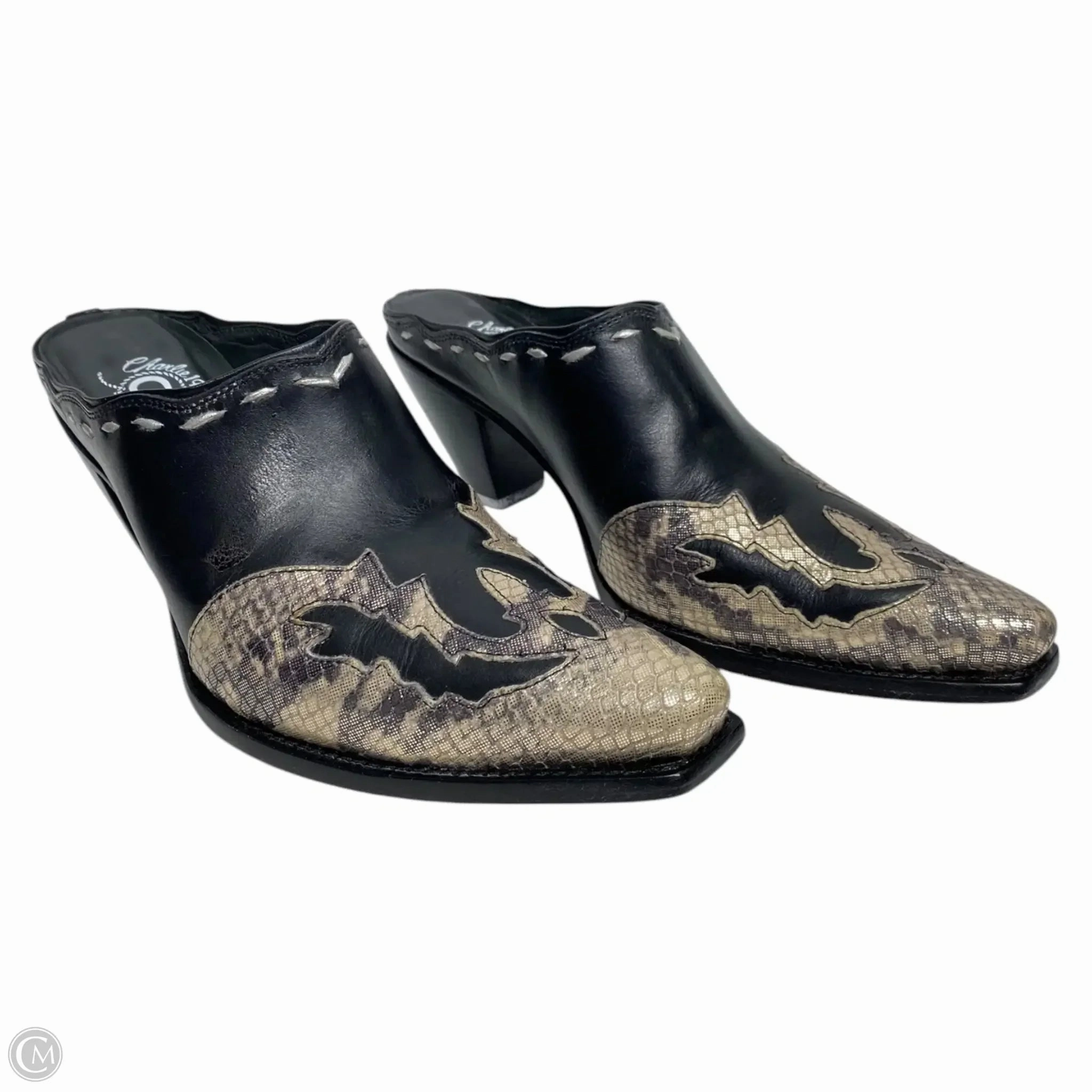 Shoes Heels Block By Charlie 1 Horse By Luccheses In Black & Gold, Size: 8.5
