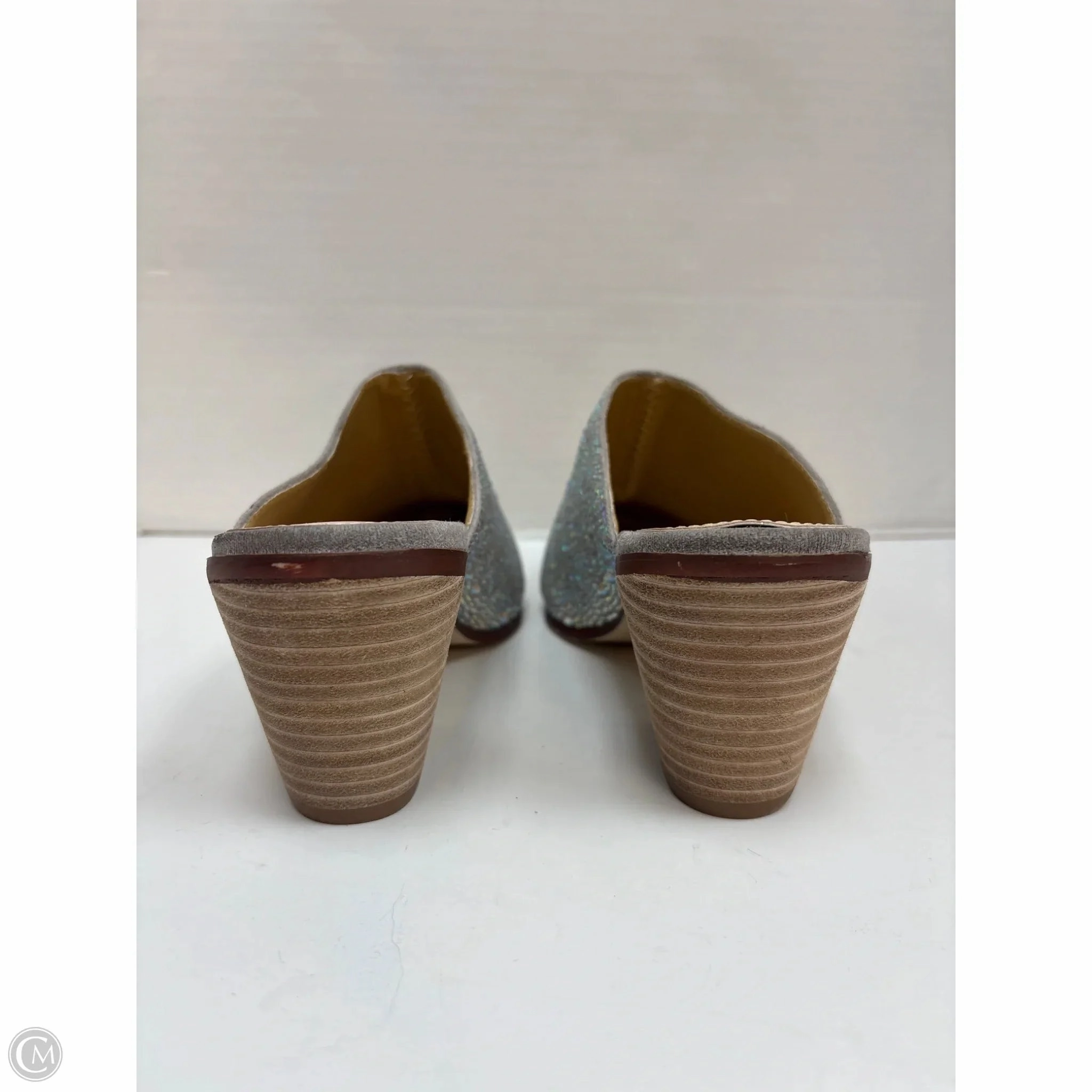 Shoes Heels Block By Clothes Mentor In Silver, Size: 9
