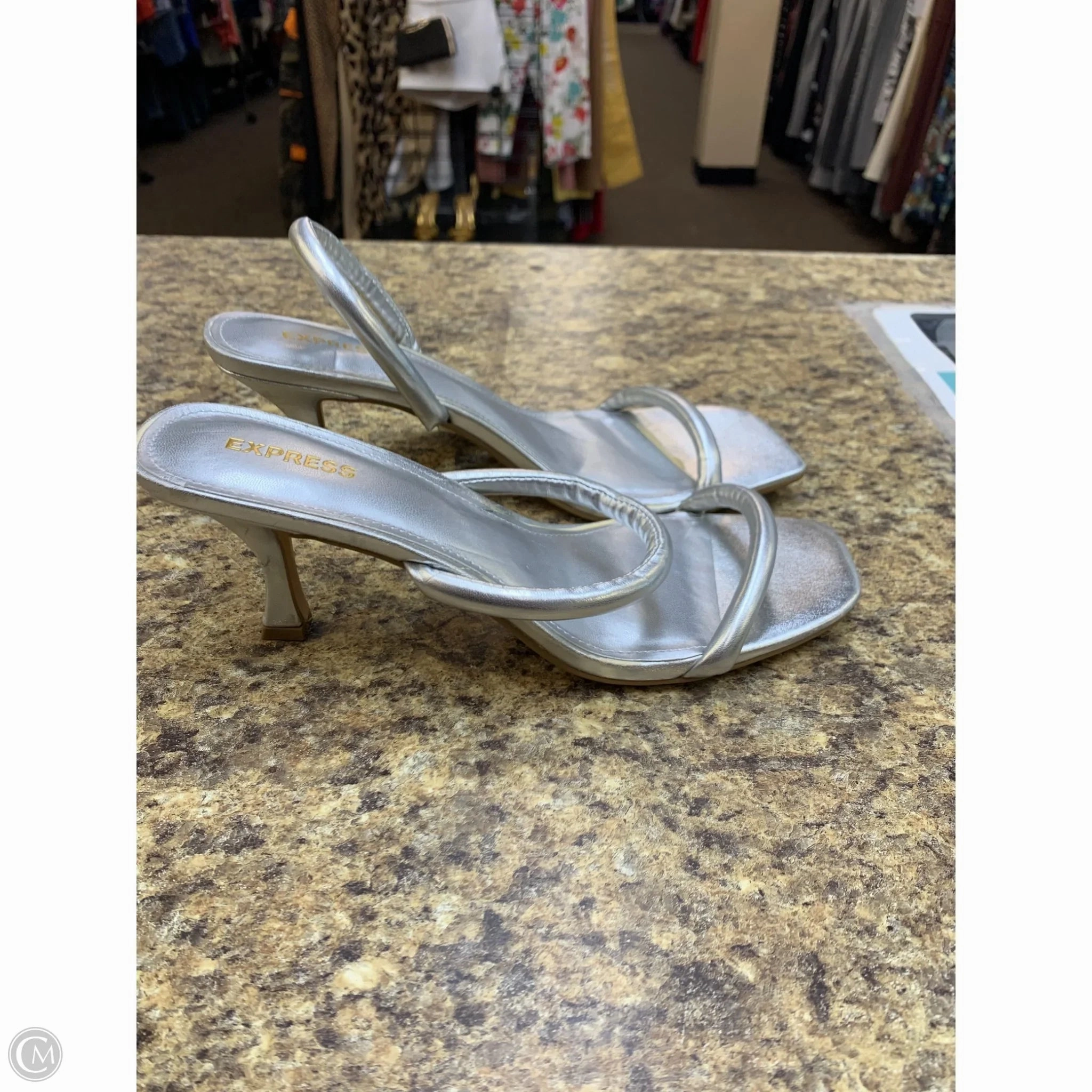 Shoes Heels Kitten By Express In Grey, Size: 8