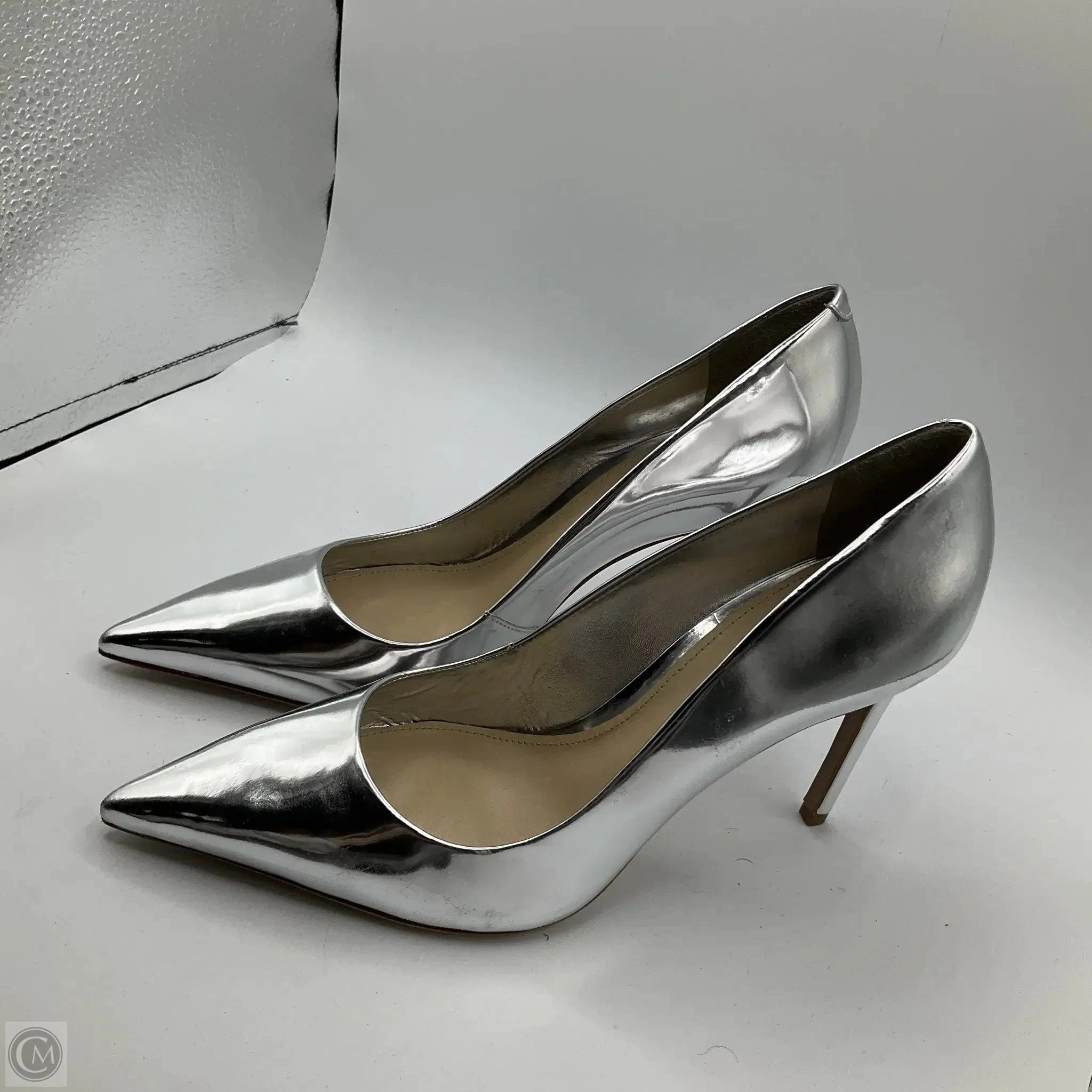 Shoes Heels Stiletto By Cmb In Silver, Size: 10