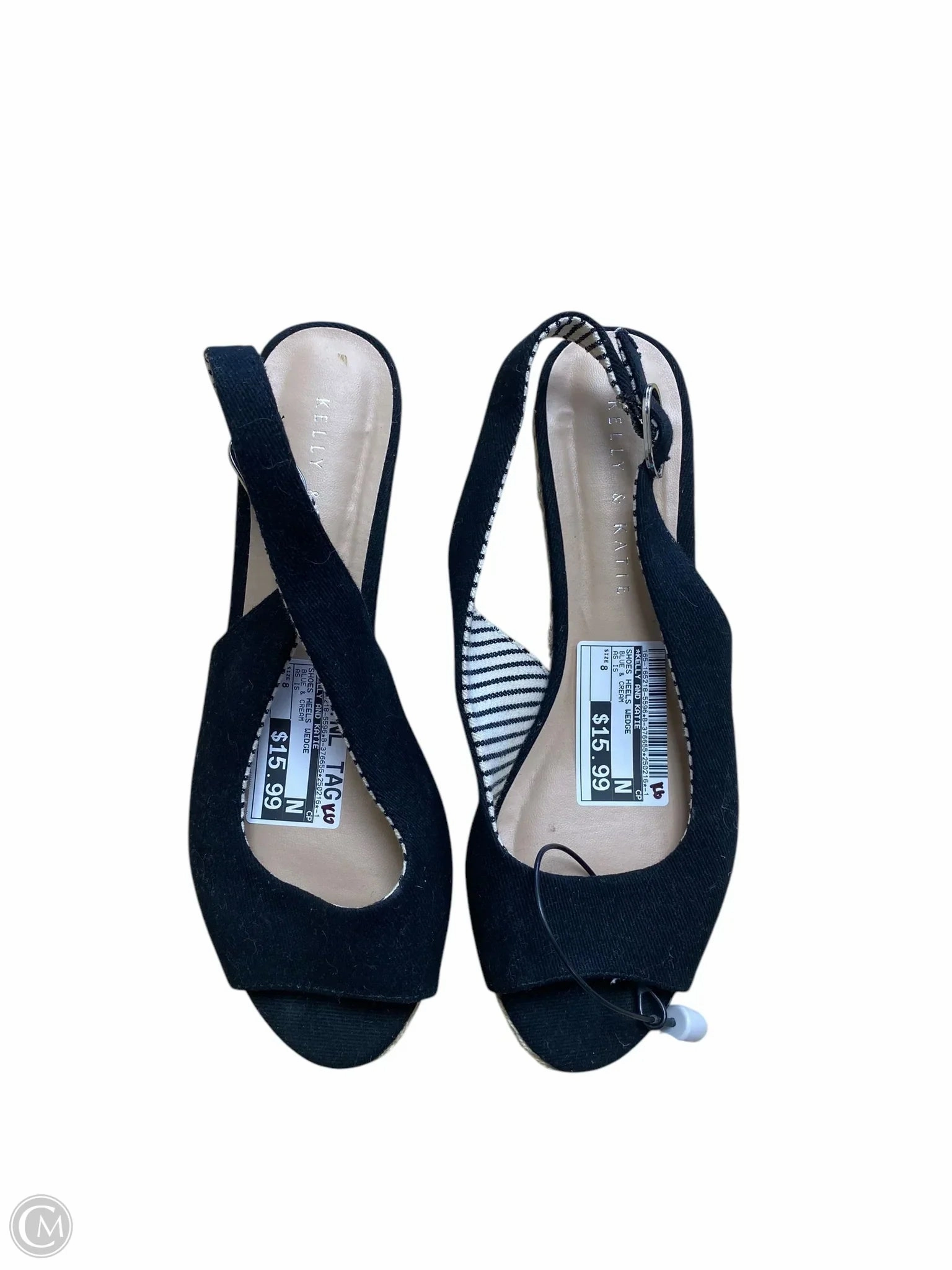 Shoes Heels Wedge By Kelly And Katie In Blue & Cream, Size: 8