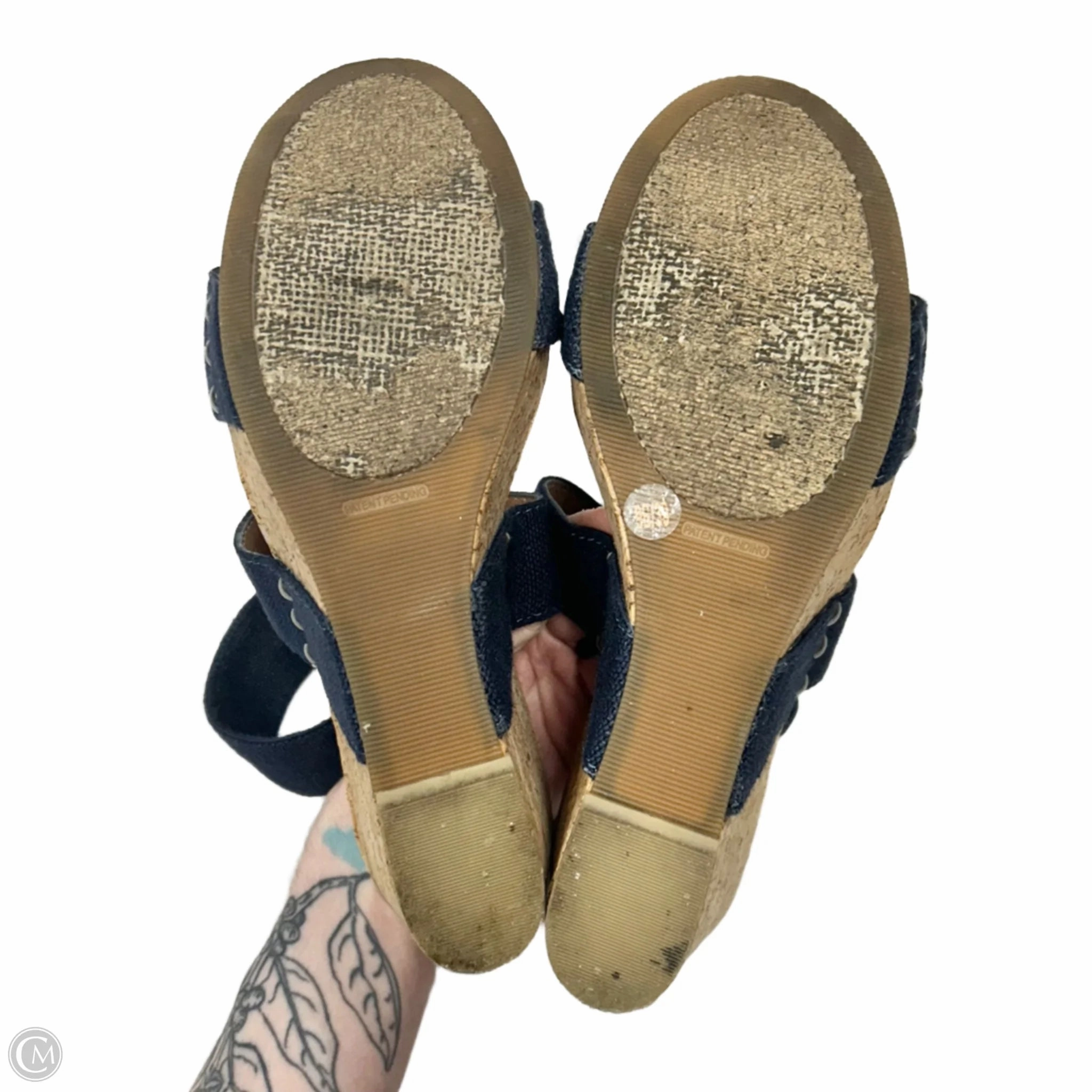 Shoes Heels Wedge By Lucky Brand In Blue & Brown, Size: 9