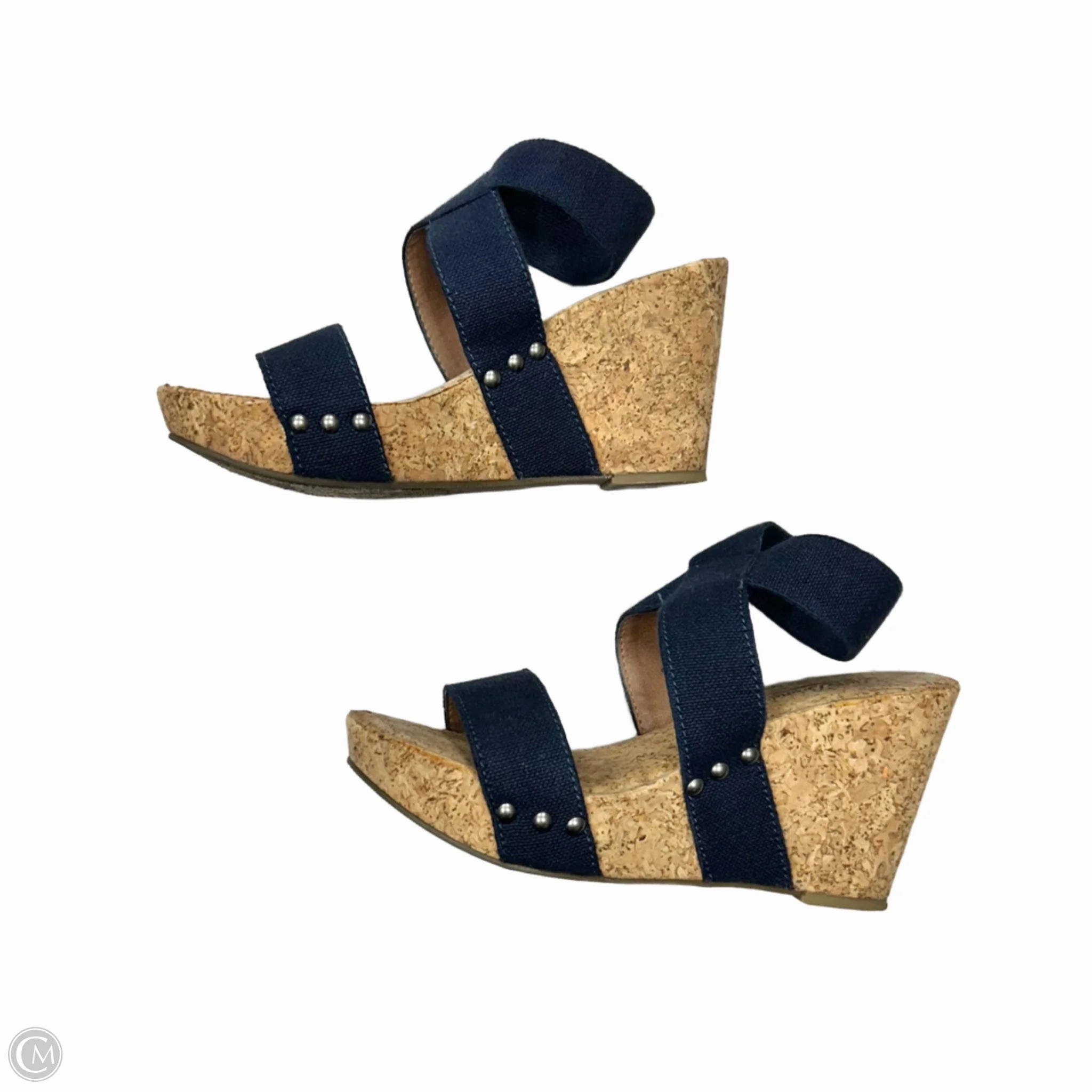Shoes Heels Wedge By Lucky Brand In Blue & Brown, Size: 9