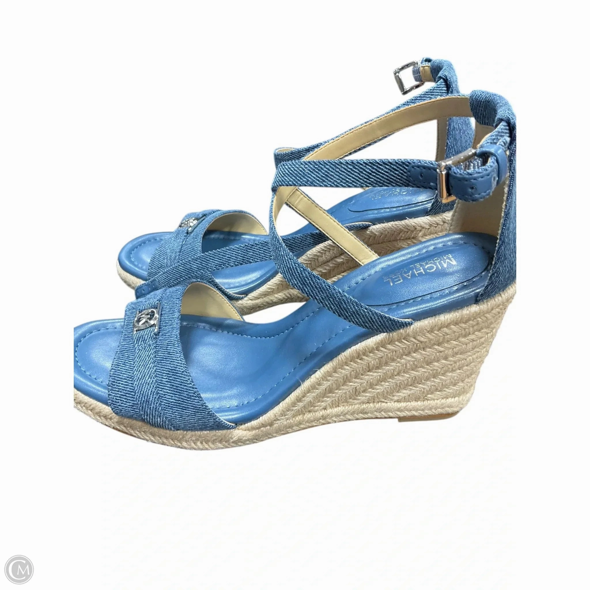 Shoes Heels Wedge By Michael By Michael Kors In Blue Denim, Size: 8