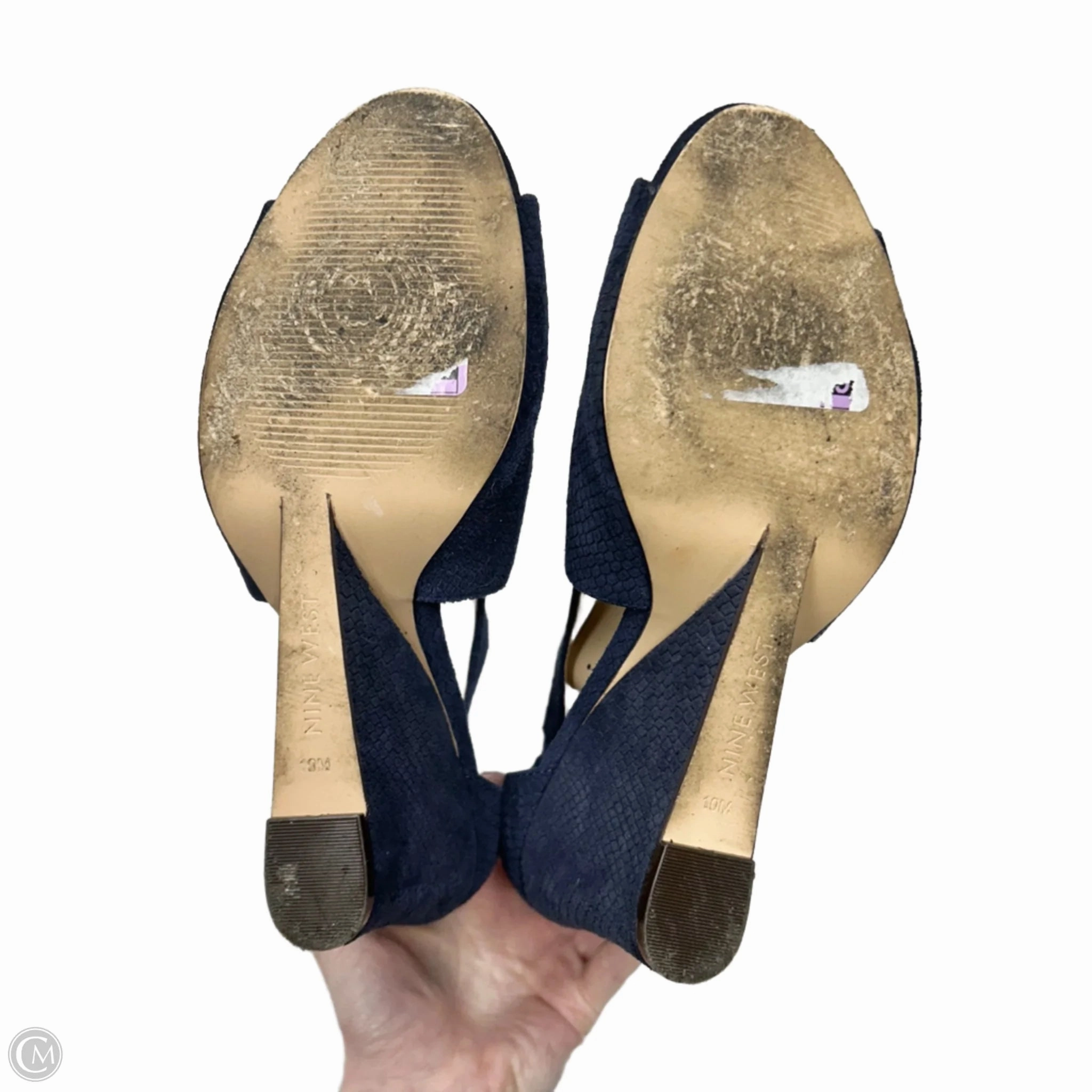 Shoes Heels Wedge By Nine West In Navy, Size: 10