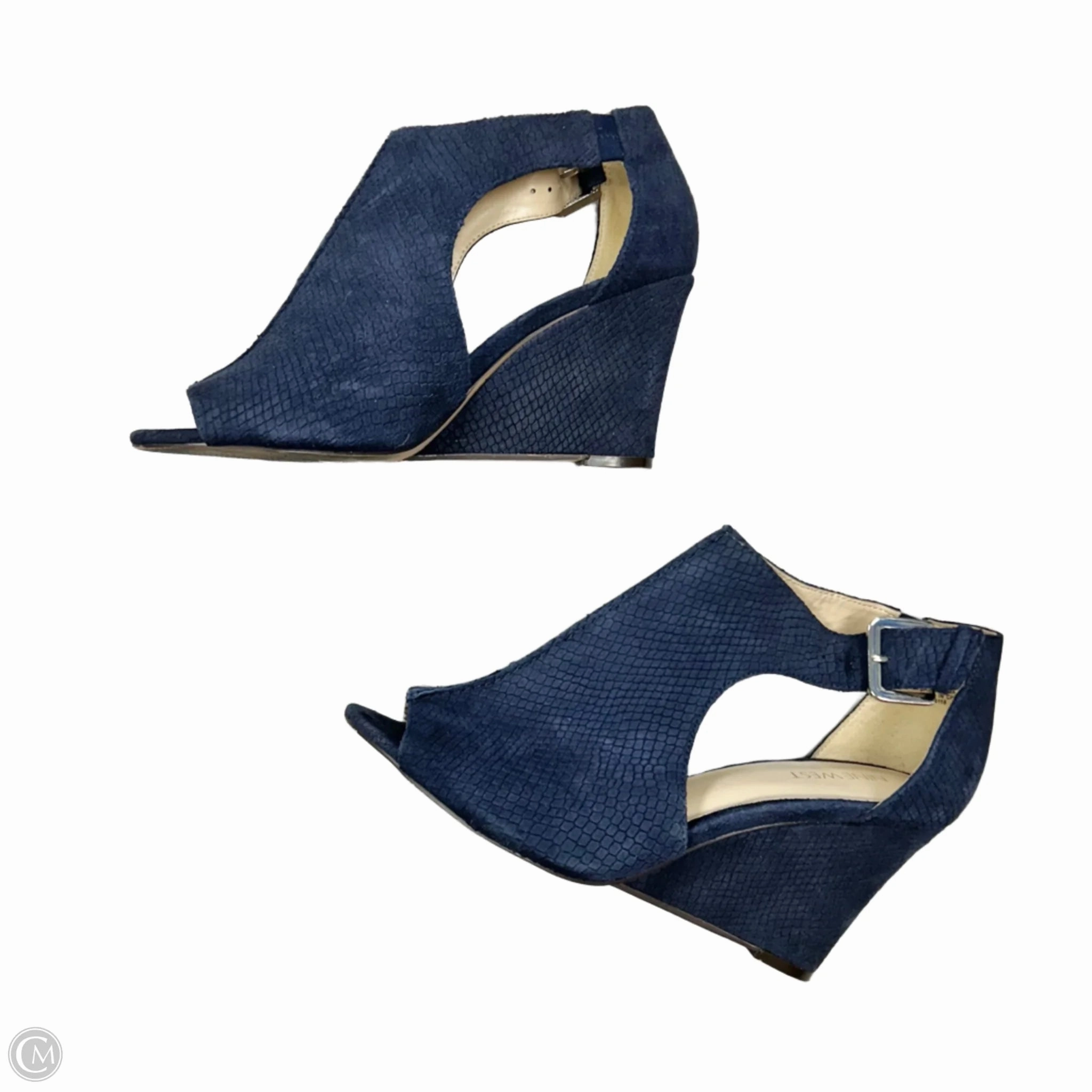 Shoes Heels Wedge By Nine West In Navy, Size: 10