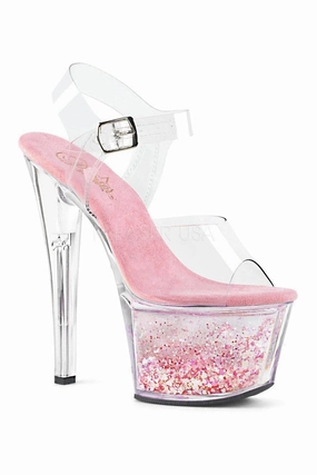 SKY-308WHG Platform Sandal | Clear Vinyl