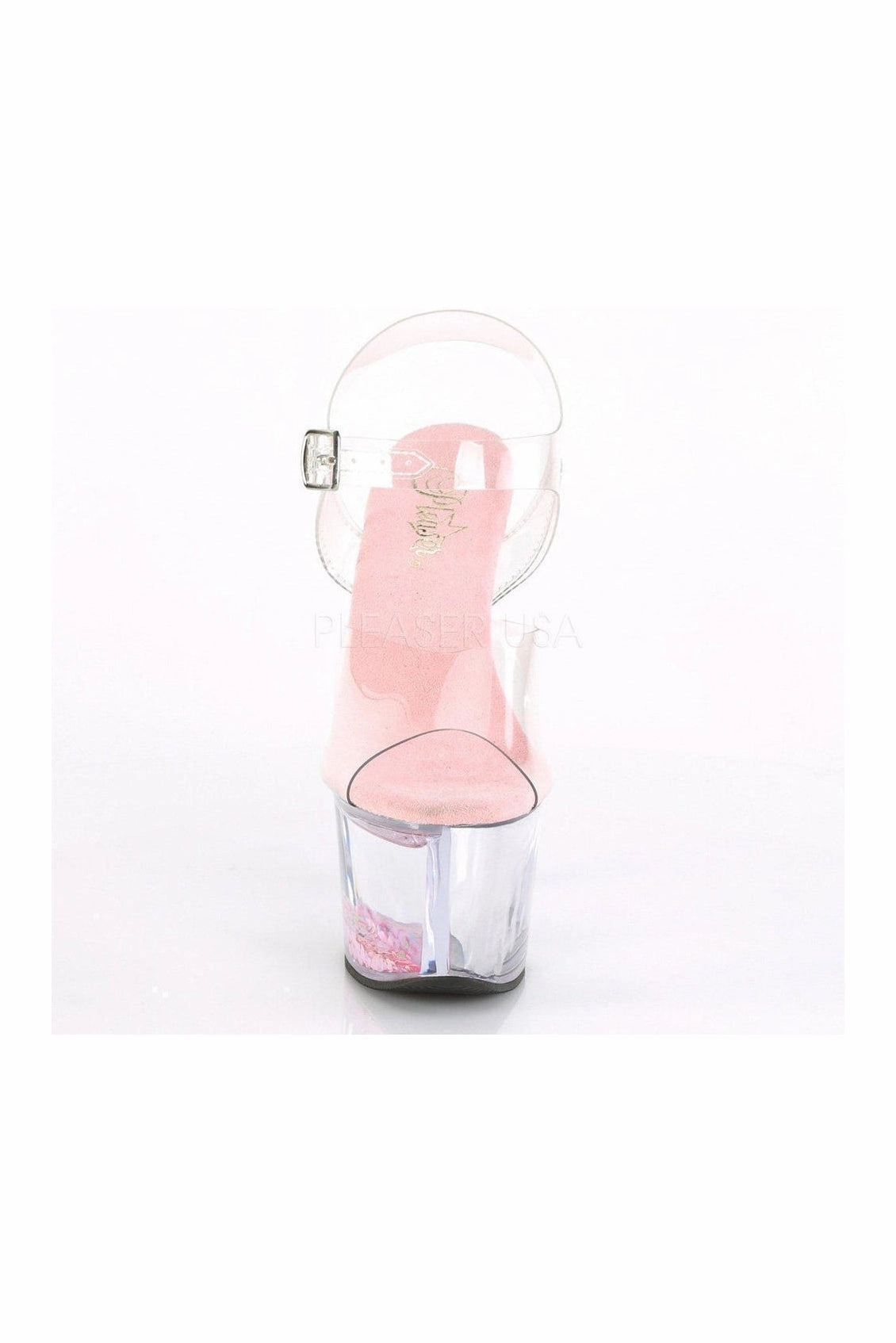 SKY-308WHG Platform Sandal | Clear Vinyl