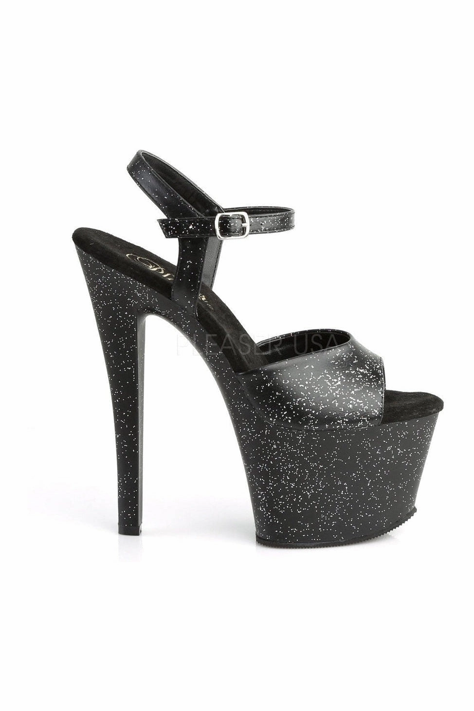 SKY-309MMG Platform Sandal  | Black Faux Leather