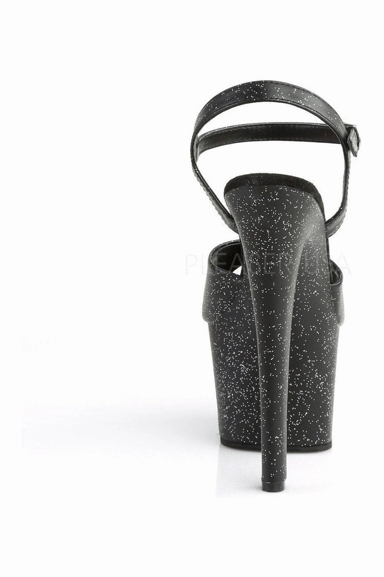 SKY-309MMG Platform Sandal  | Black Faux Leather