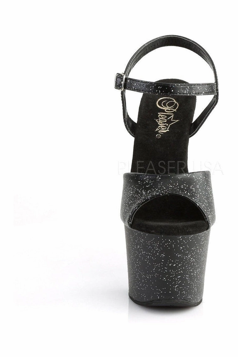 SKY-309MMG Platform Sandal  | Black Faux Leather