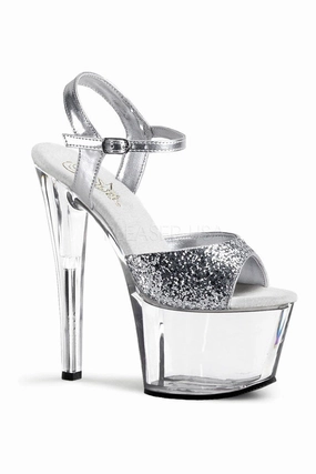SKY-310 Platform Sandal  | Clear Glitter
