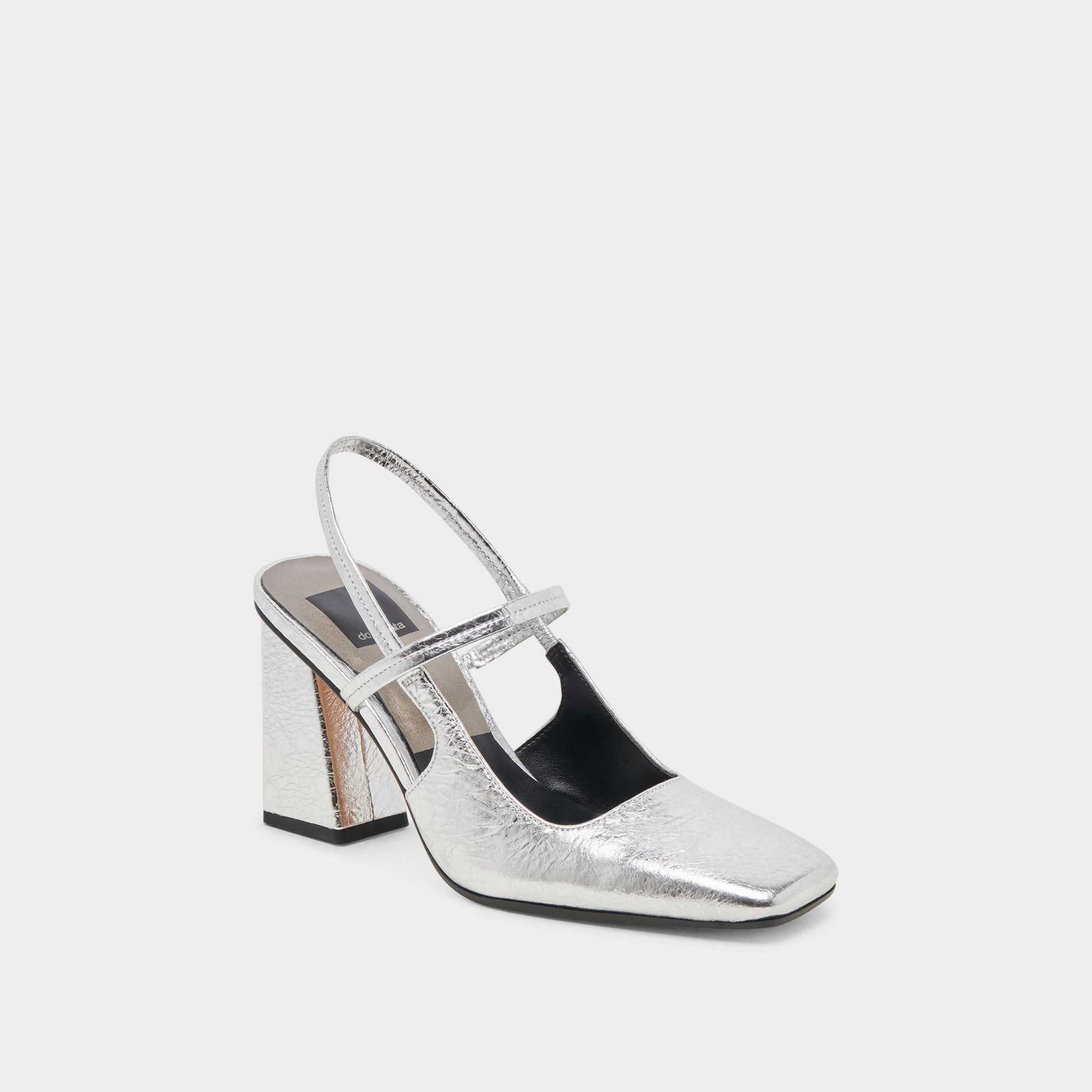 SOYER HEELS SILVER DISTRESSED LEATHER