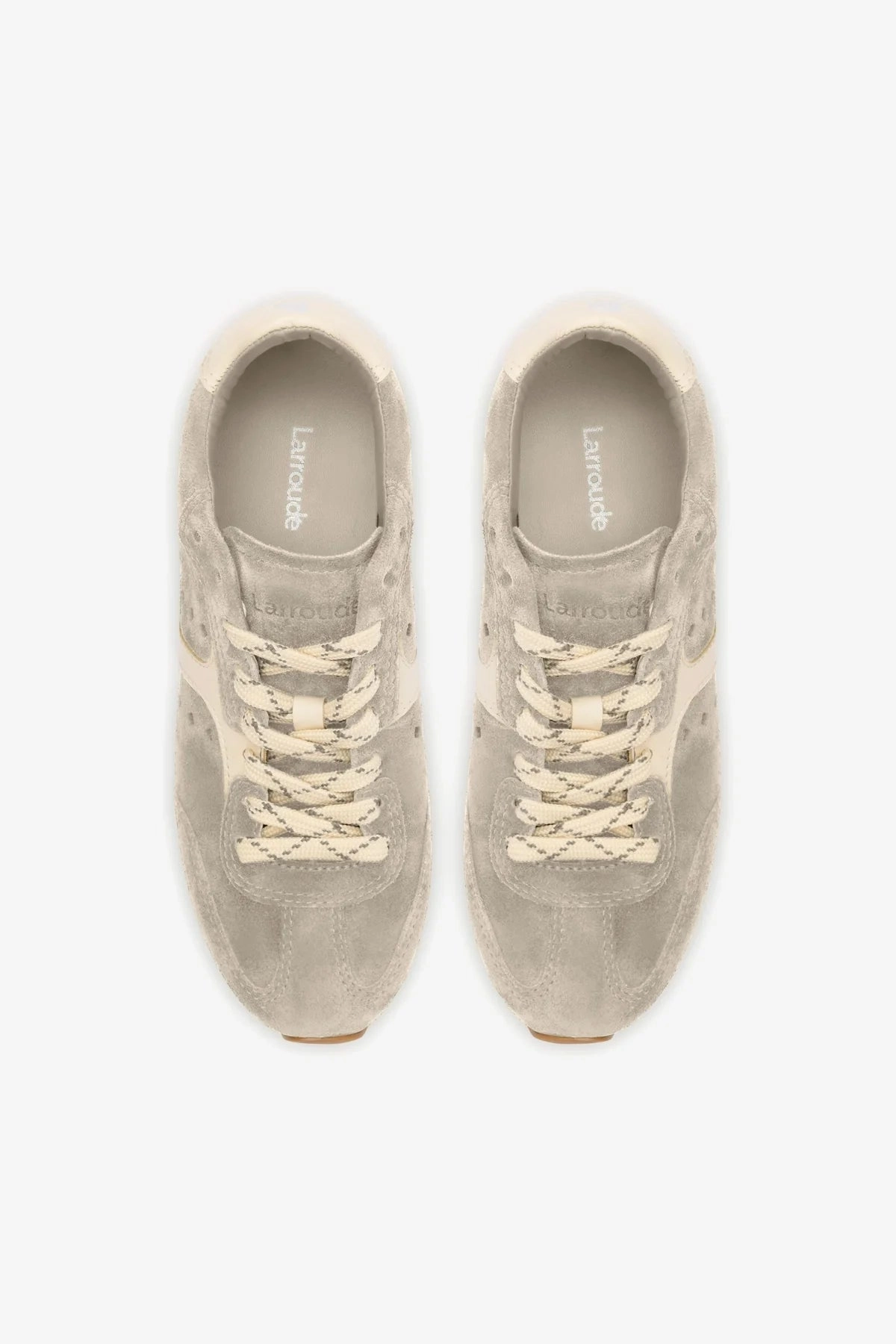 Stella Sneaker In Mushroom Grey Suede and Ivory Leather