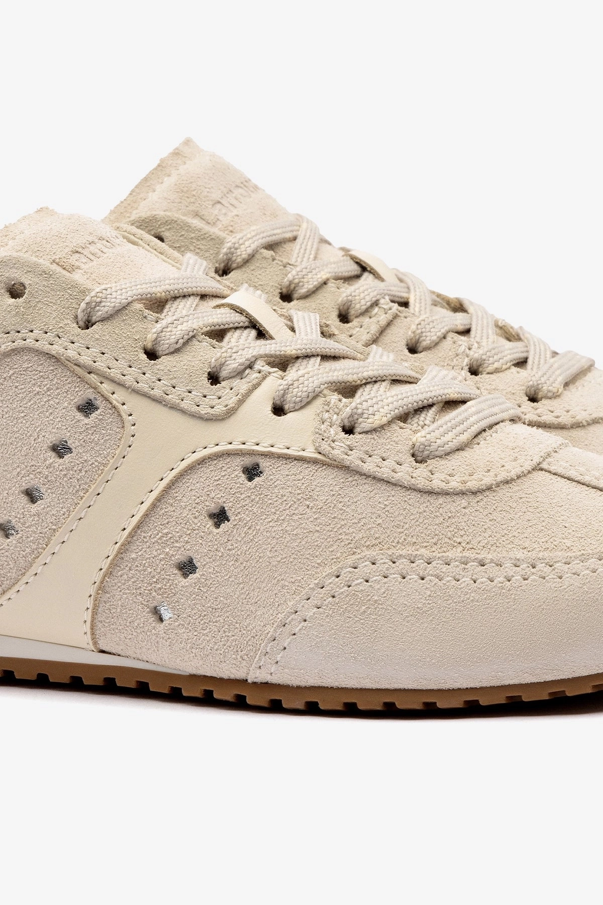 Stella Sneaker In Mushroom Grey Suede and Ivory Leather