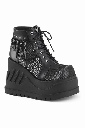 STOMP-18 Black Vegan Leather Cyber Shoe