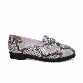 Tamara: Pale Gray Snake Print Leather