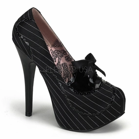 TEEZE-01  Black Pinstripes Satin-Black Patent