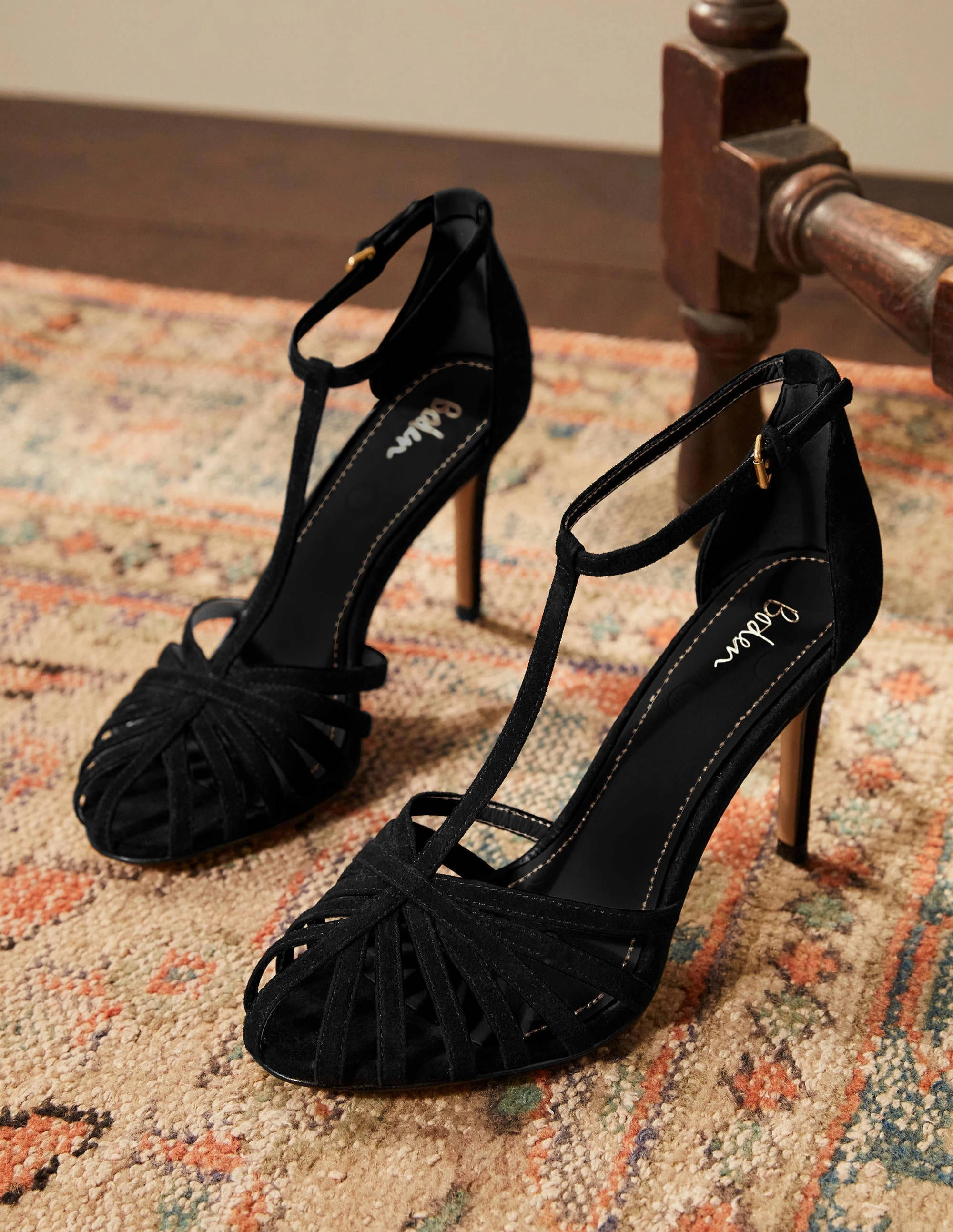 Tess Cage Heel Sandals-Black