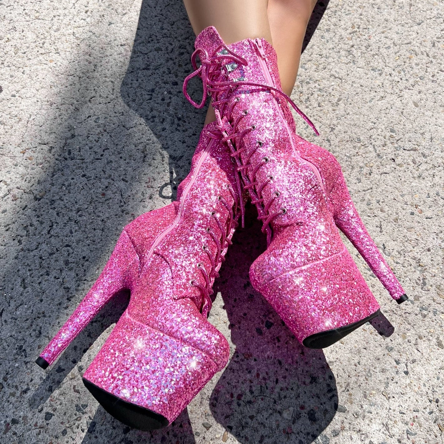 The Glitterati Xtra - Wide Fit Boot - LOVERGIRL PINK - 7INCH