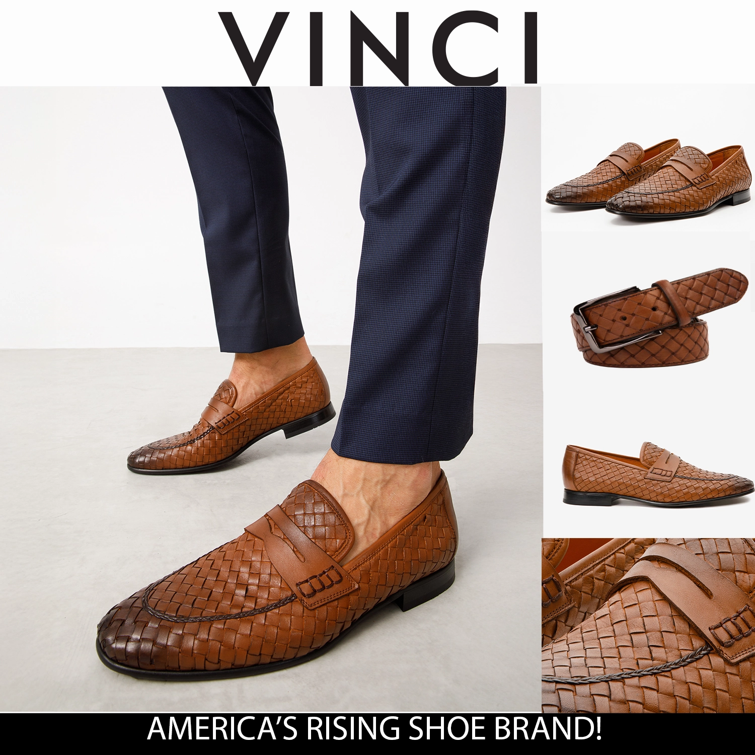 The Grand Woven Leather Tan Men Shoe Penny Loafer